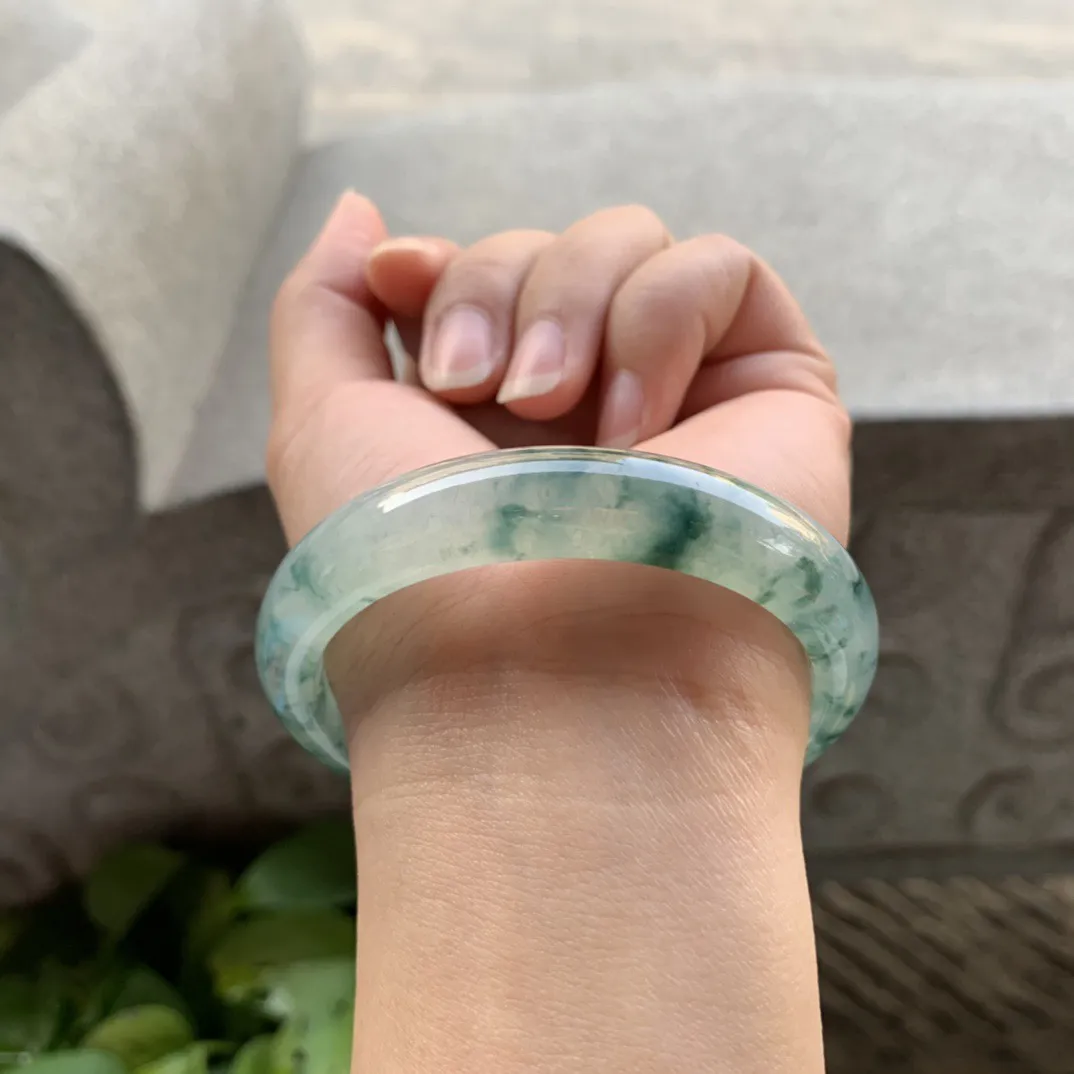 圈口55.8-50-12.4-7.7 【冰种飘花贵妃手镯】贵妃55 56可戴