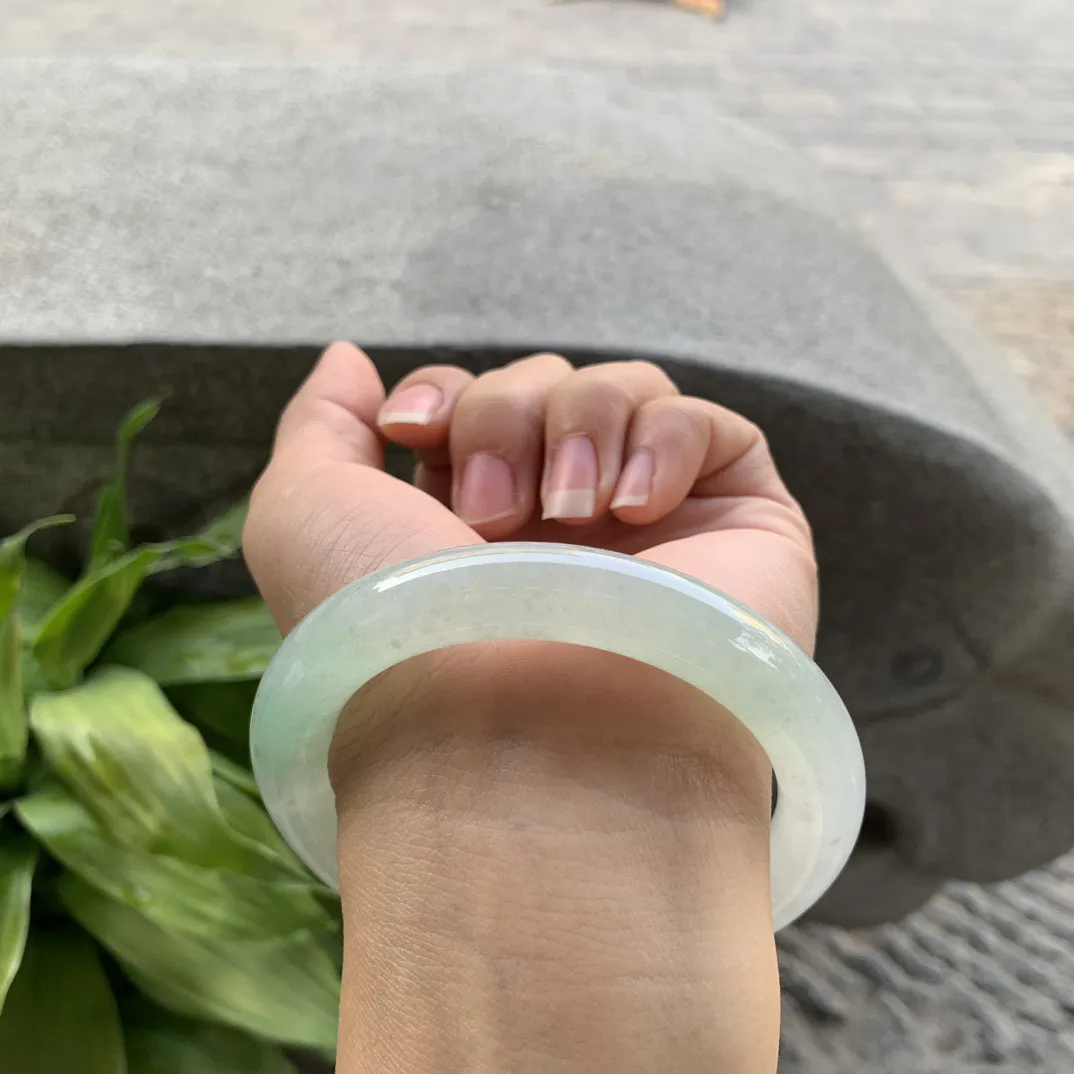 大圈口 58-10.5【冰晴绿圆条手镯】圆条58 59可戴