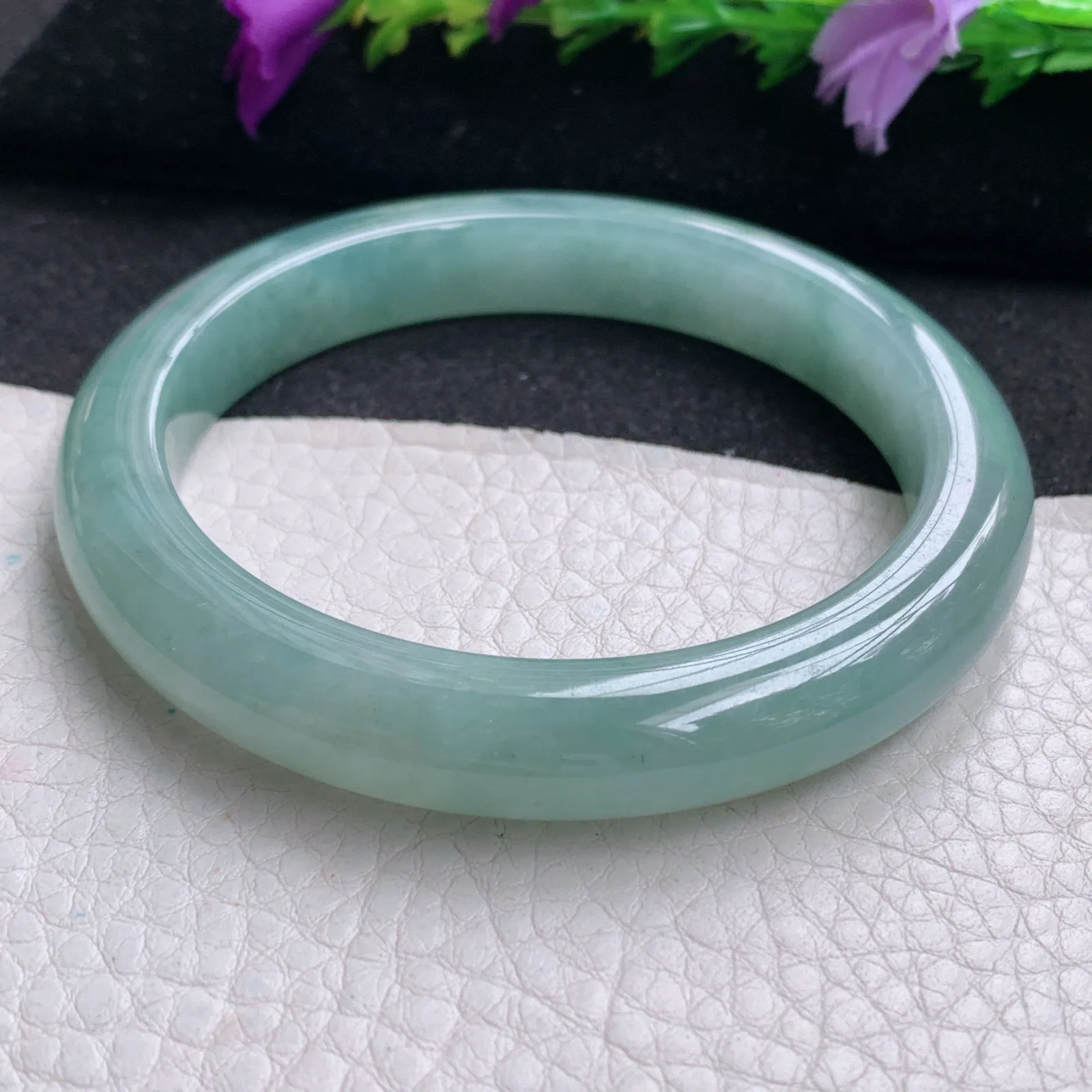 xh实拍58*10.3*8.7平安镯 天然缅甸翡翠冰晴厚装宽边玉手镯 玉手环