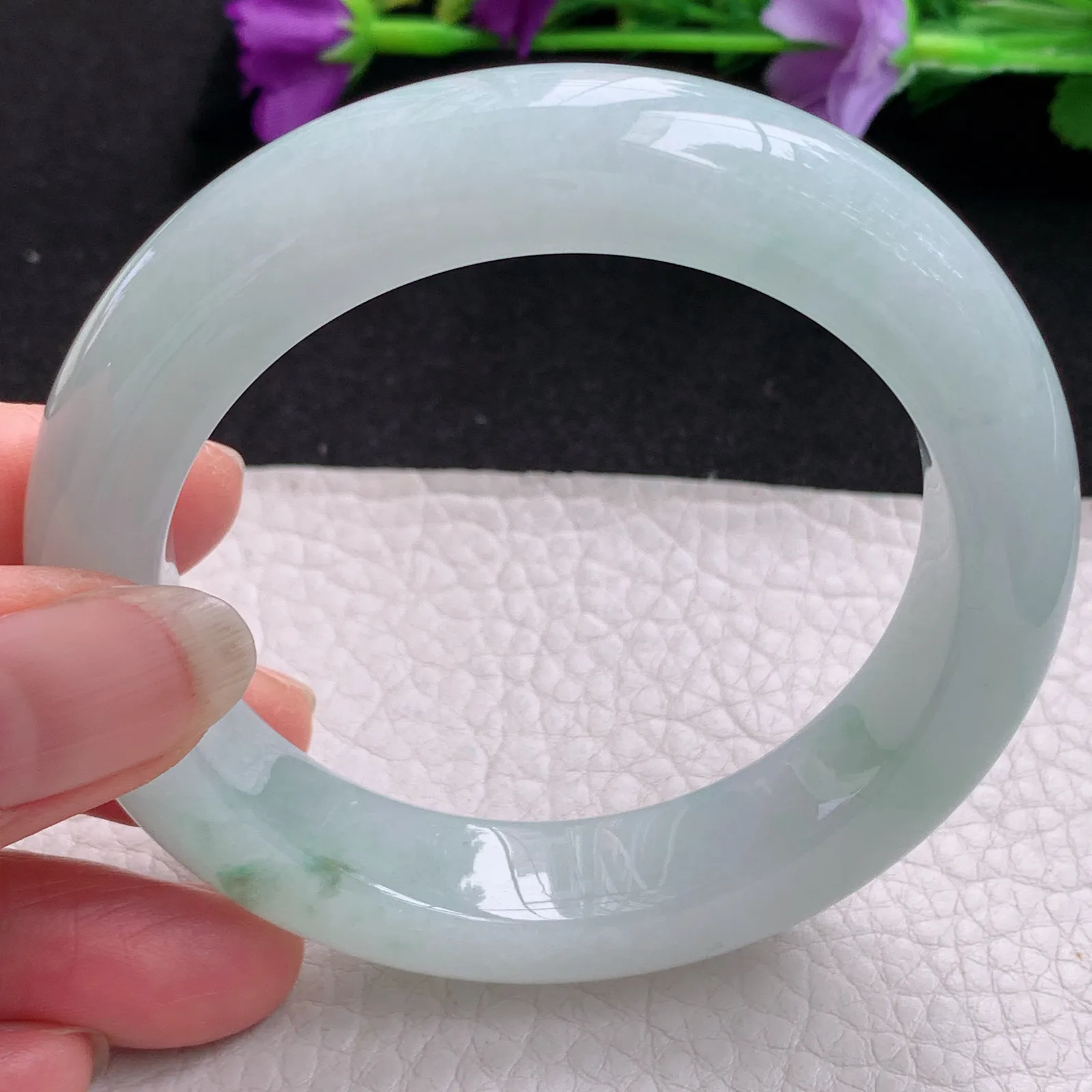 nr实拍55*13*9.8平安镯 天然缅甸翡翠飘花厚装宽边玉手镯 玉手环