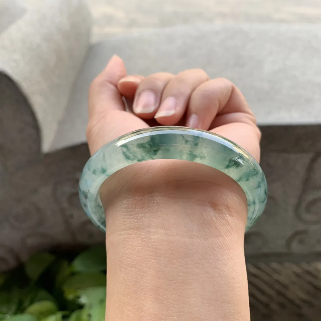 圈口55.8-50-12.4-7.7 【冰种飘花贵妃手镯】贵妃55 56可戴