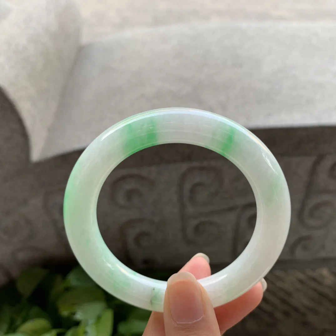 小圈口 53.4-10【飘阳绿圆条手镯】圆条53 54可戴