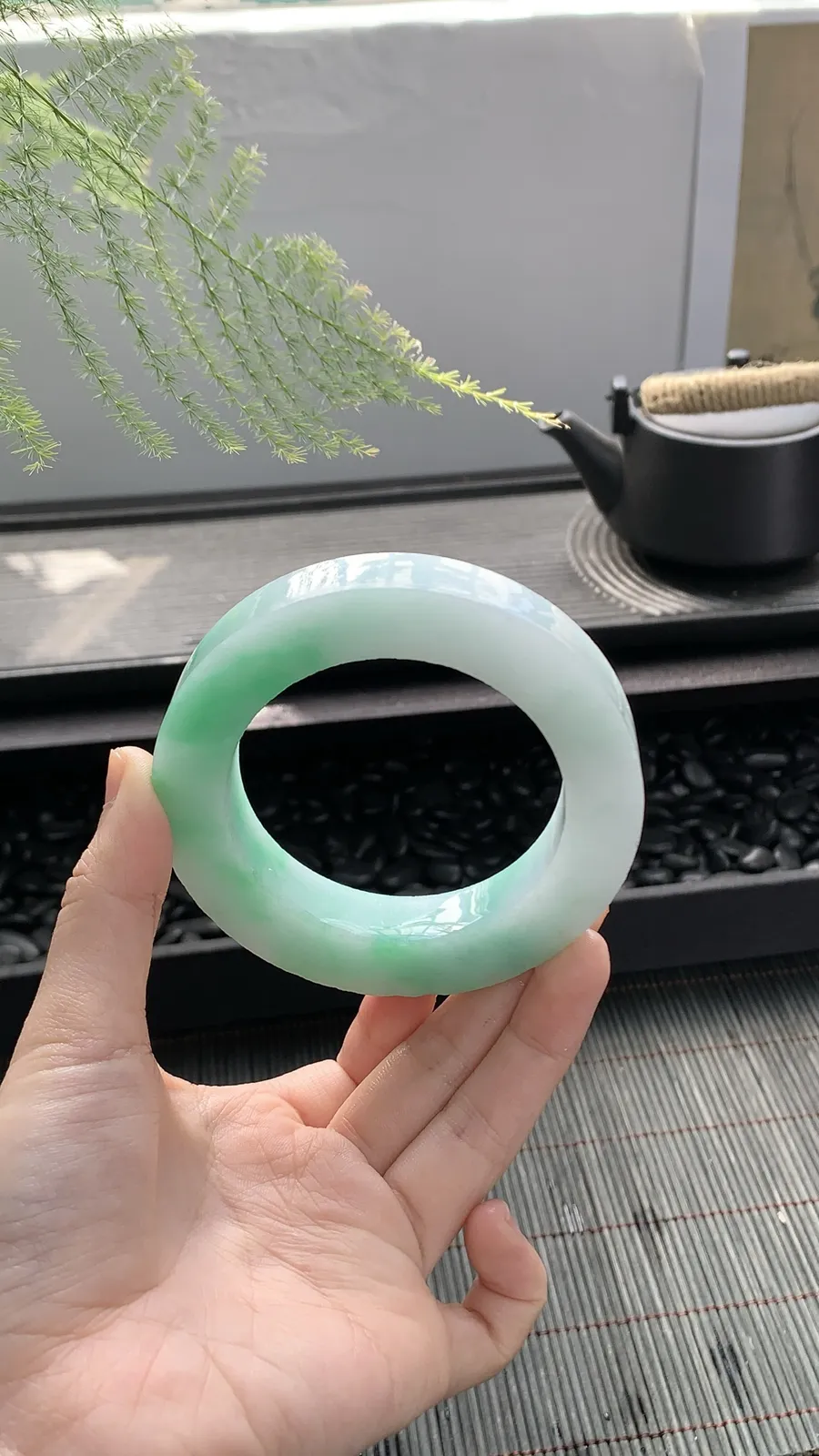 【白底青阳绿镯胚】