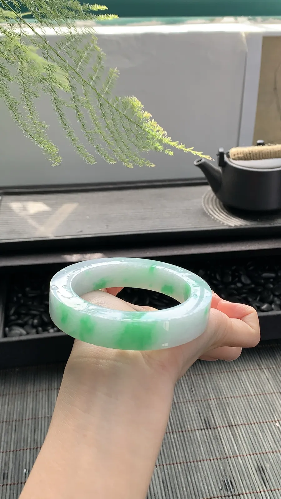 【白底青阳绿镯胚】