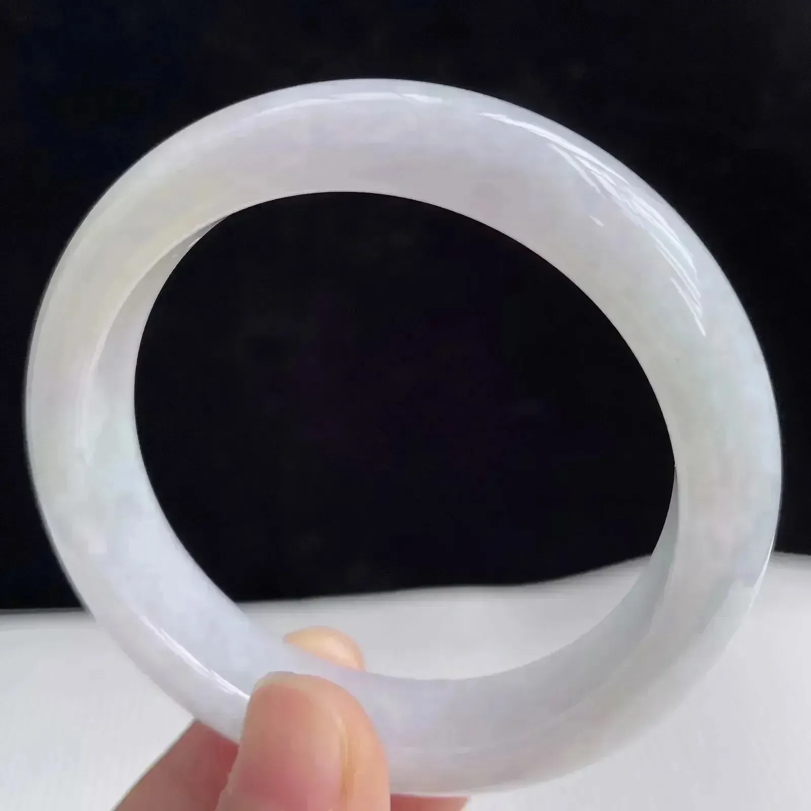 翡翠A货水润好种水52mm正圈手镯 48.48克