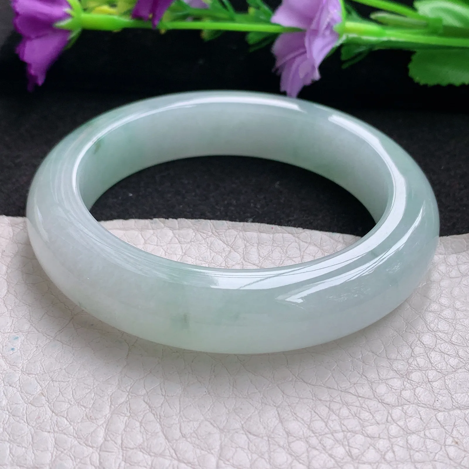 nr实拍55*13*9.8平安镯 天然缅甸翡翠飘花厚装宽边玉手镯 玉手环