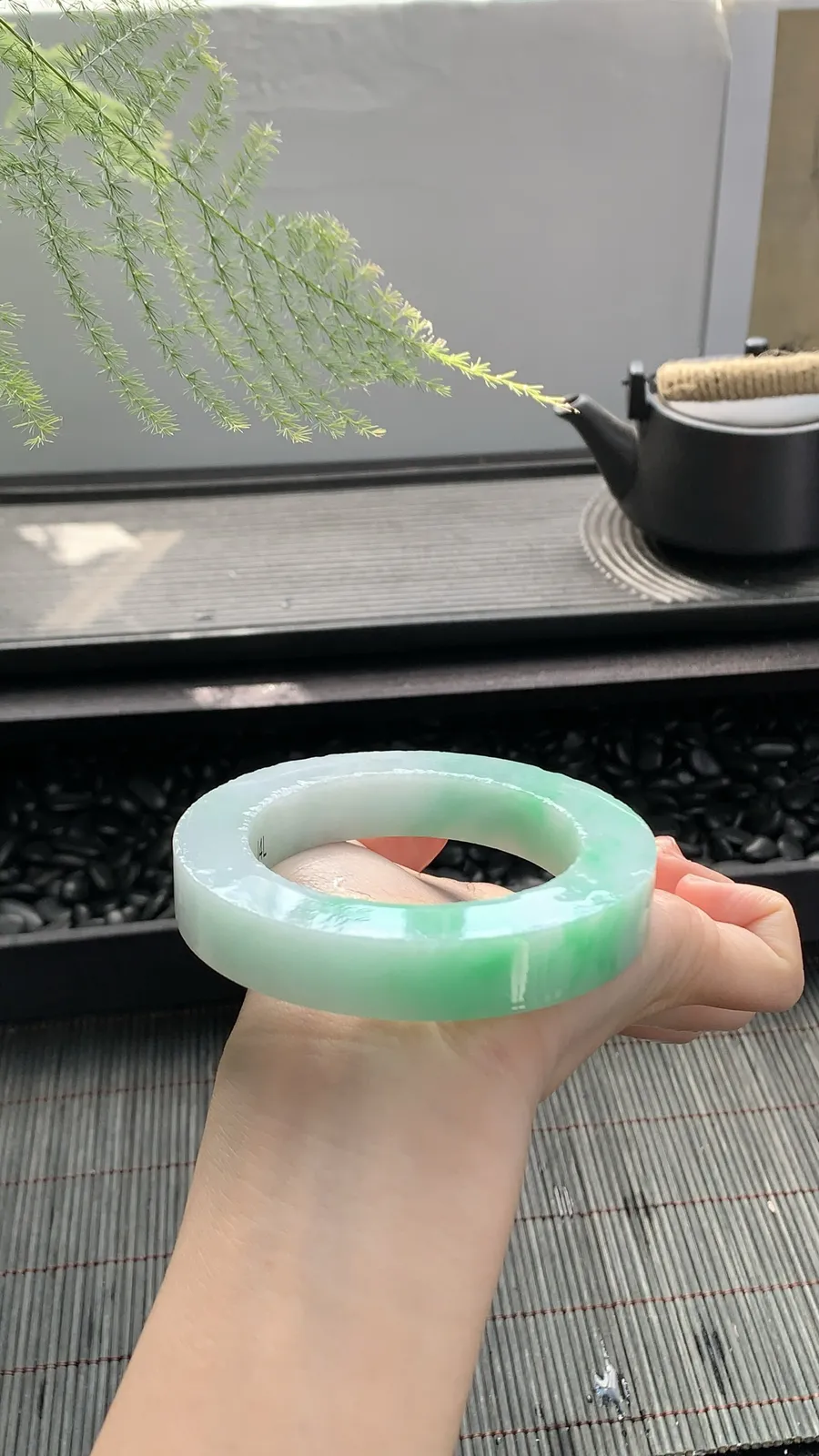 【白底青阳绿镯胚】