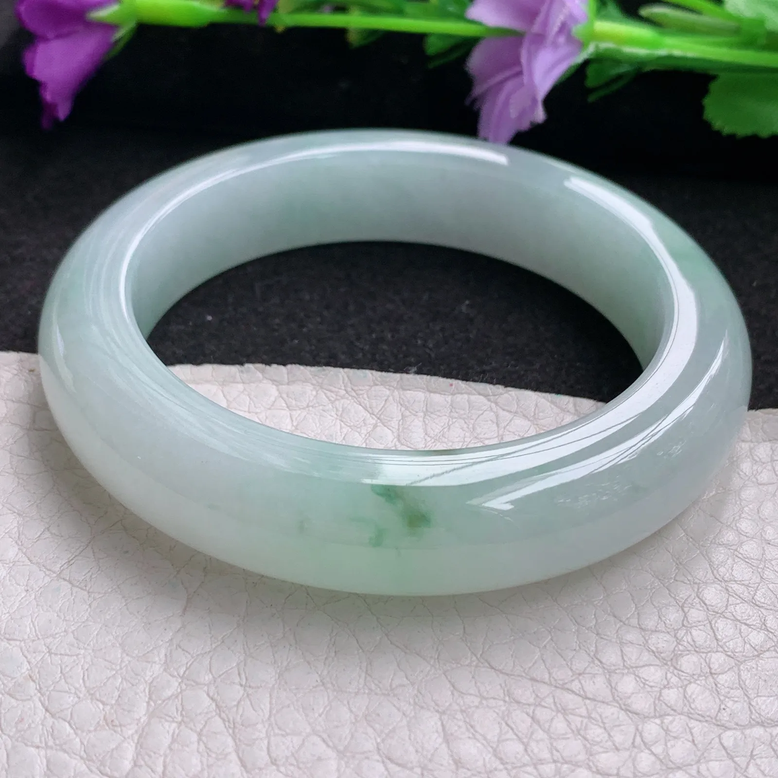 nr实拍55*13*9.8平安镯 天然缅甸翡翠飘花厚装宽边玉手镯 玉手环