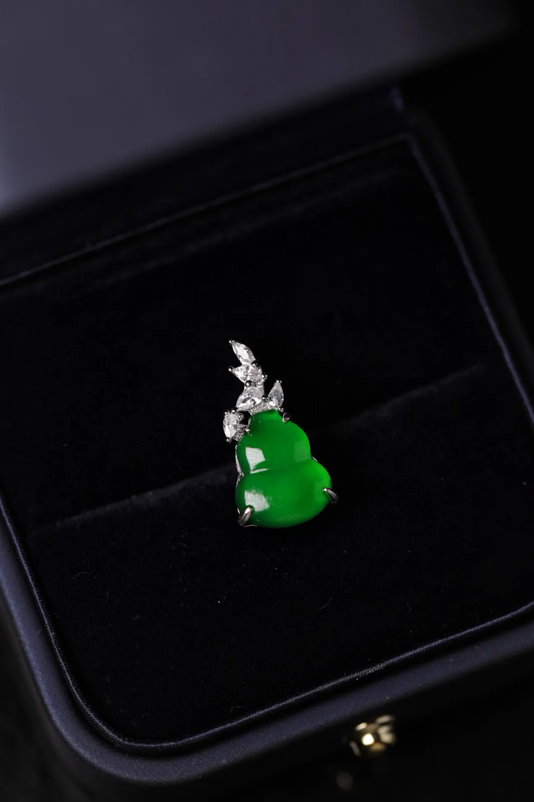 天然满绿翡翠葫芦吊坠 S925银