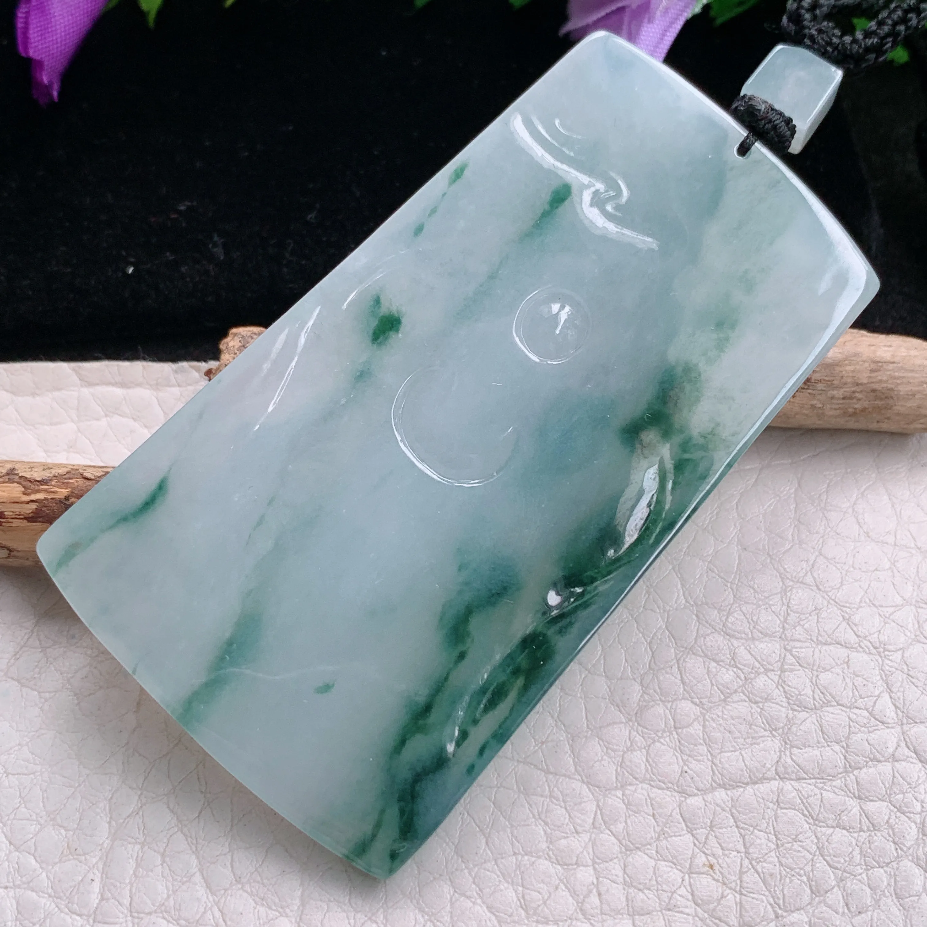 csy实拍71*40*6.6缅甸翡翠冰飘花素衣观音吊坠 坐莲观音菩萨