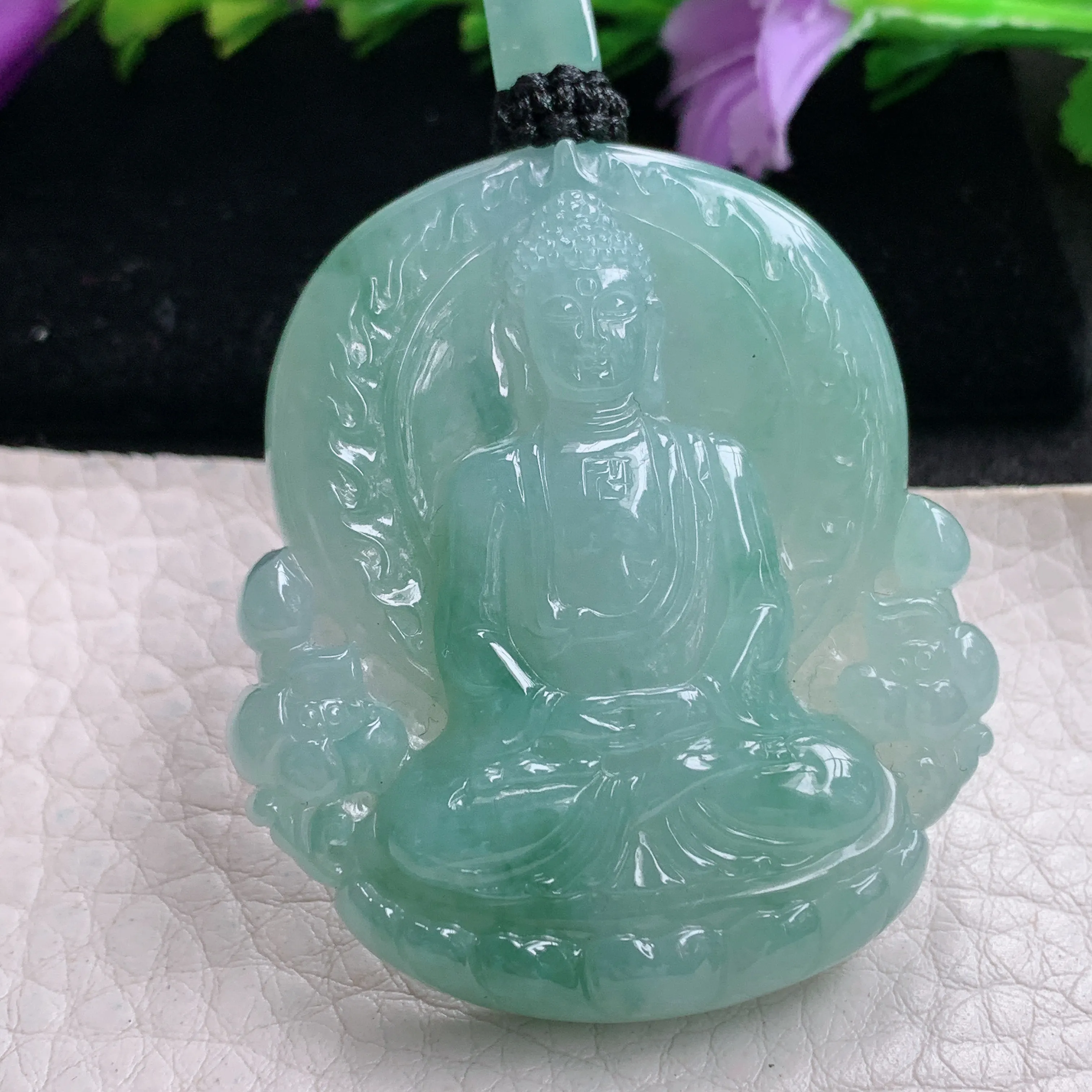 csy实拍48.3*42.6*8.2缅甸翡翠冰透大日如来吊坠 生肖守护神如来佛祖