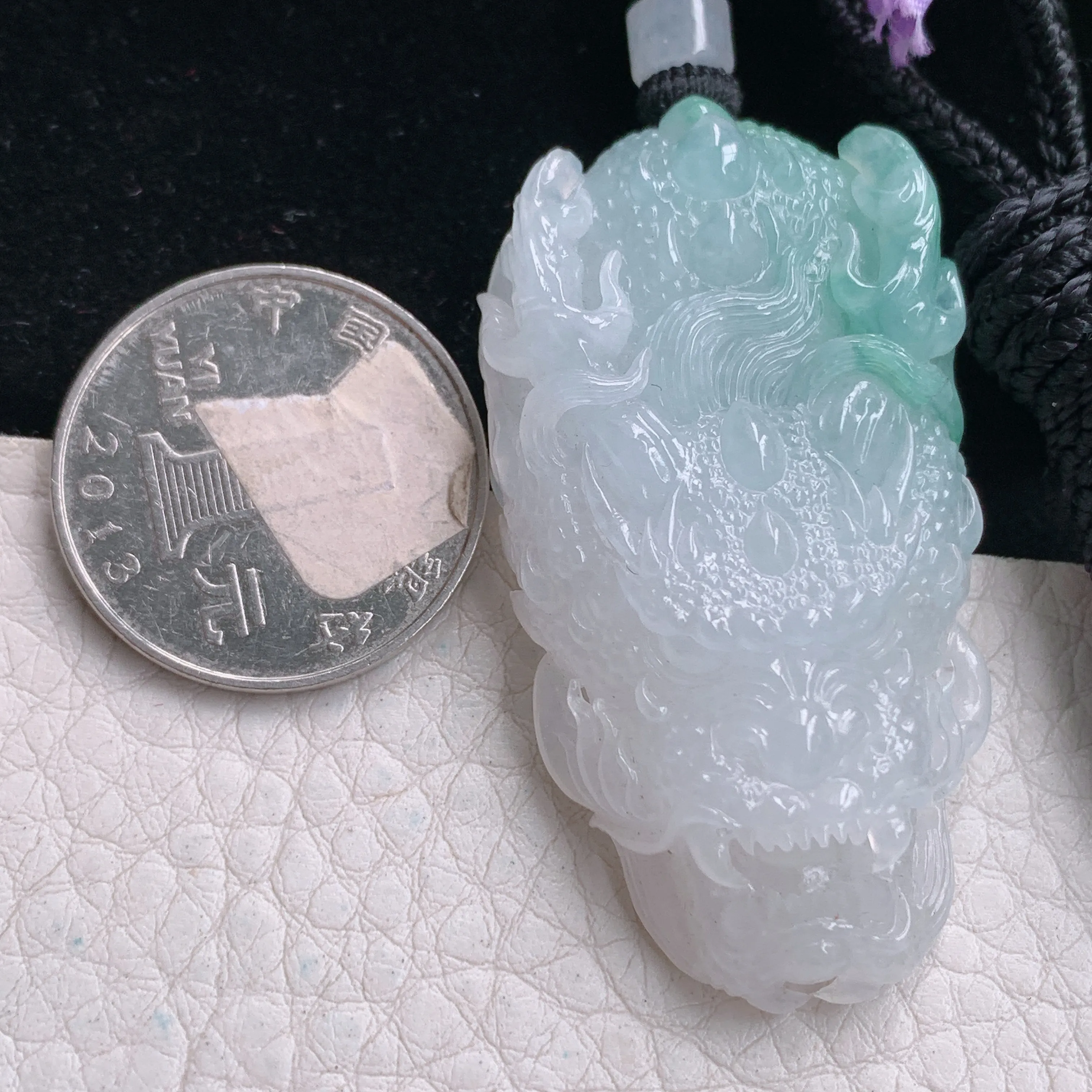 csy实拍51.5*27.3*10.8缅甸翡翠龙牌吊坠精雕冰透飞龙在天男款项坠