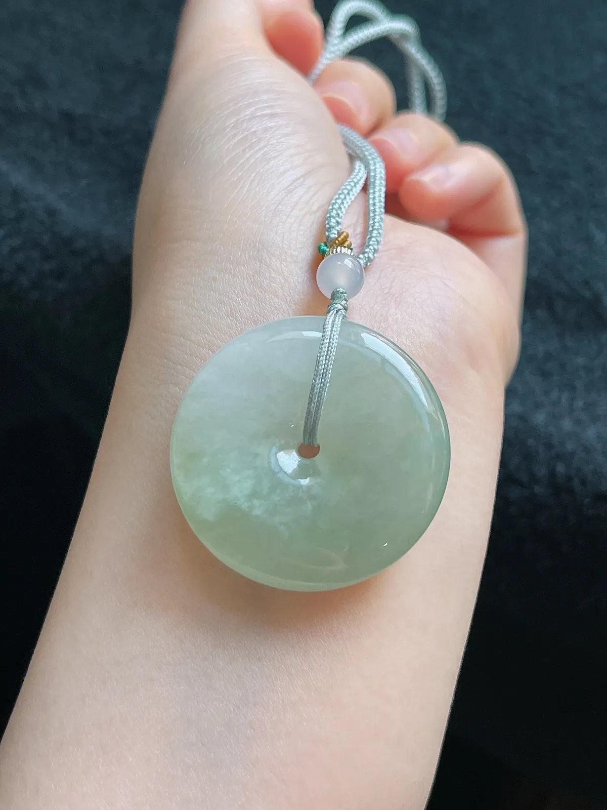 翡翠糯化种黄色平安扣