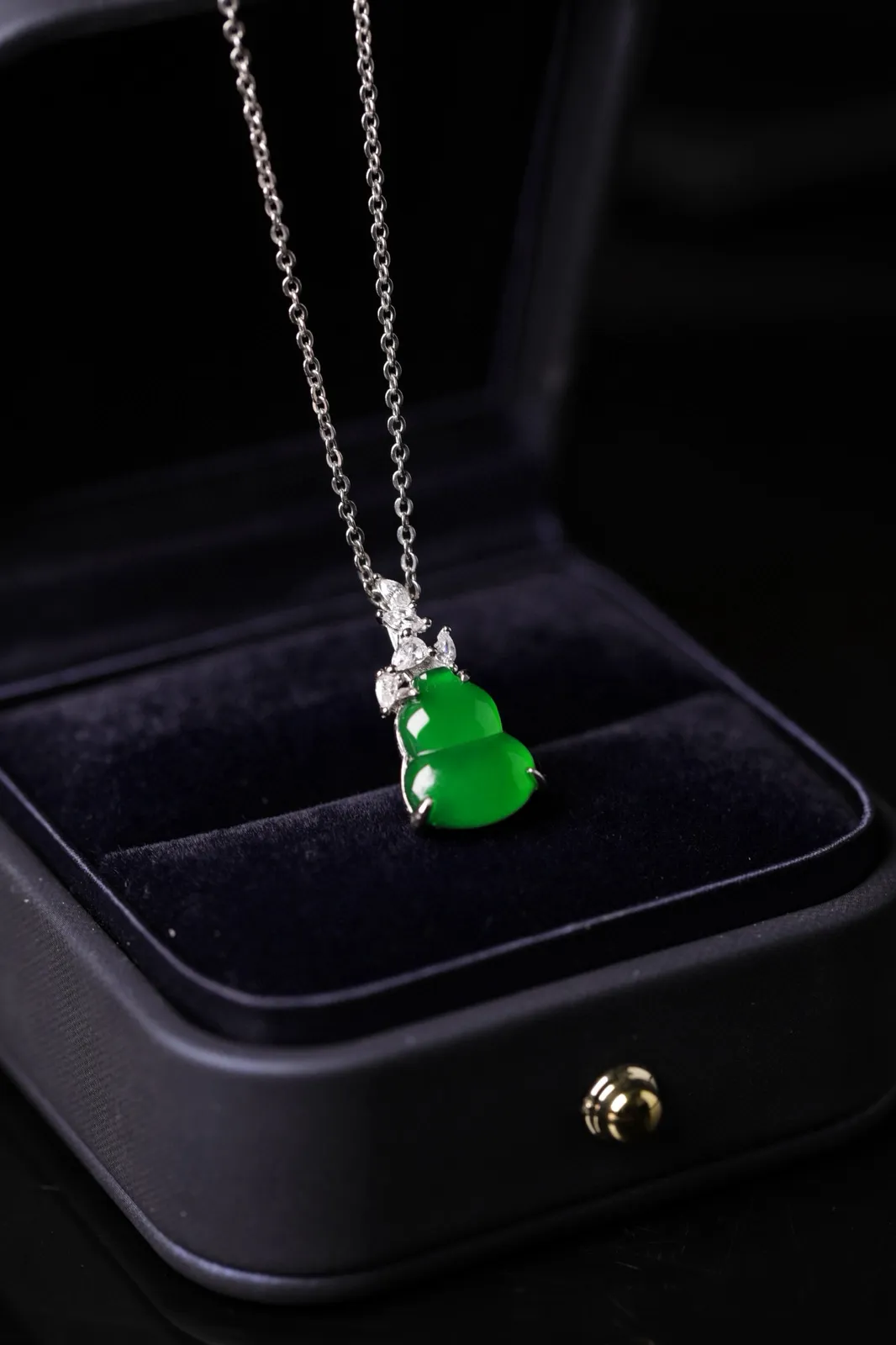 天然满绿翡翠葫芦吊坠 S925银