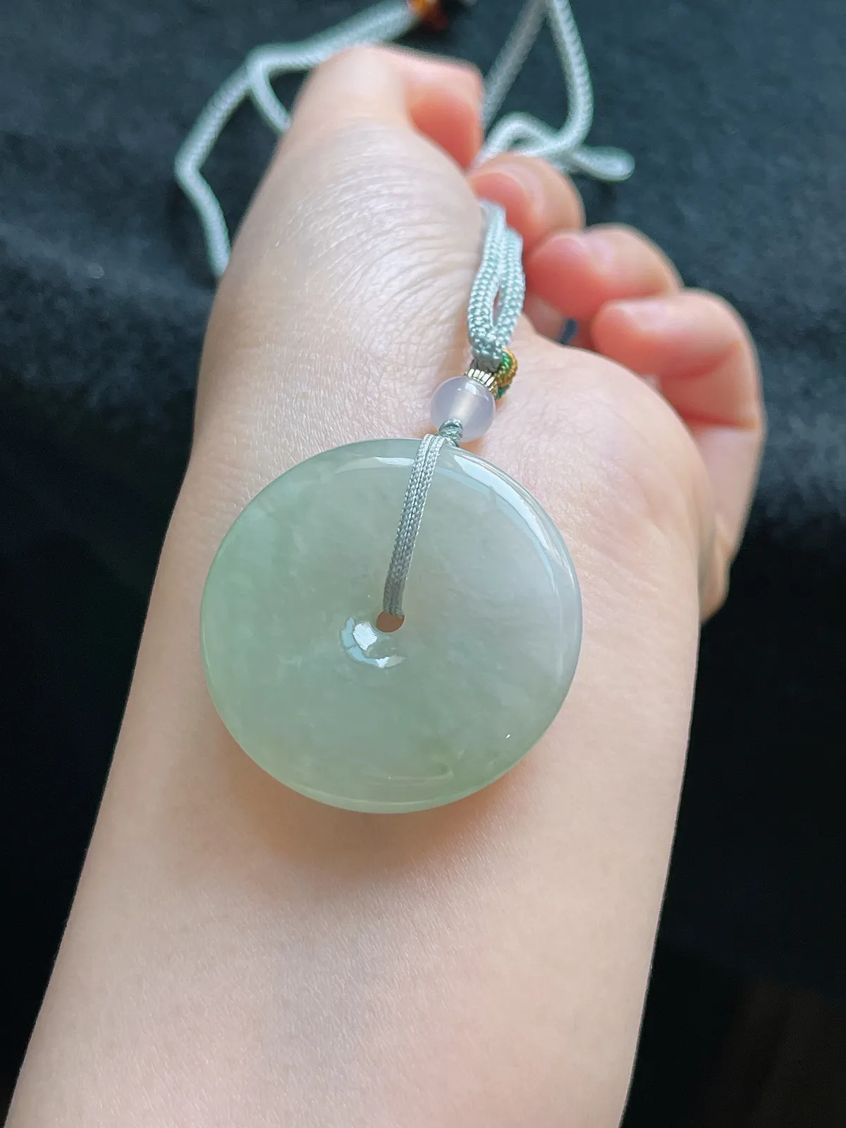 翡翠糯化种黄色平安扣