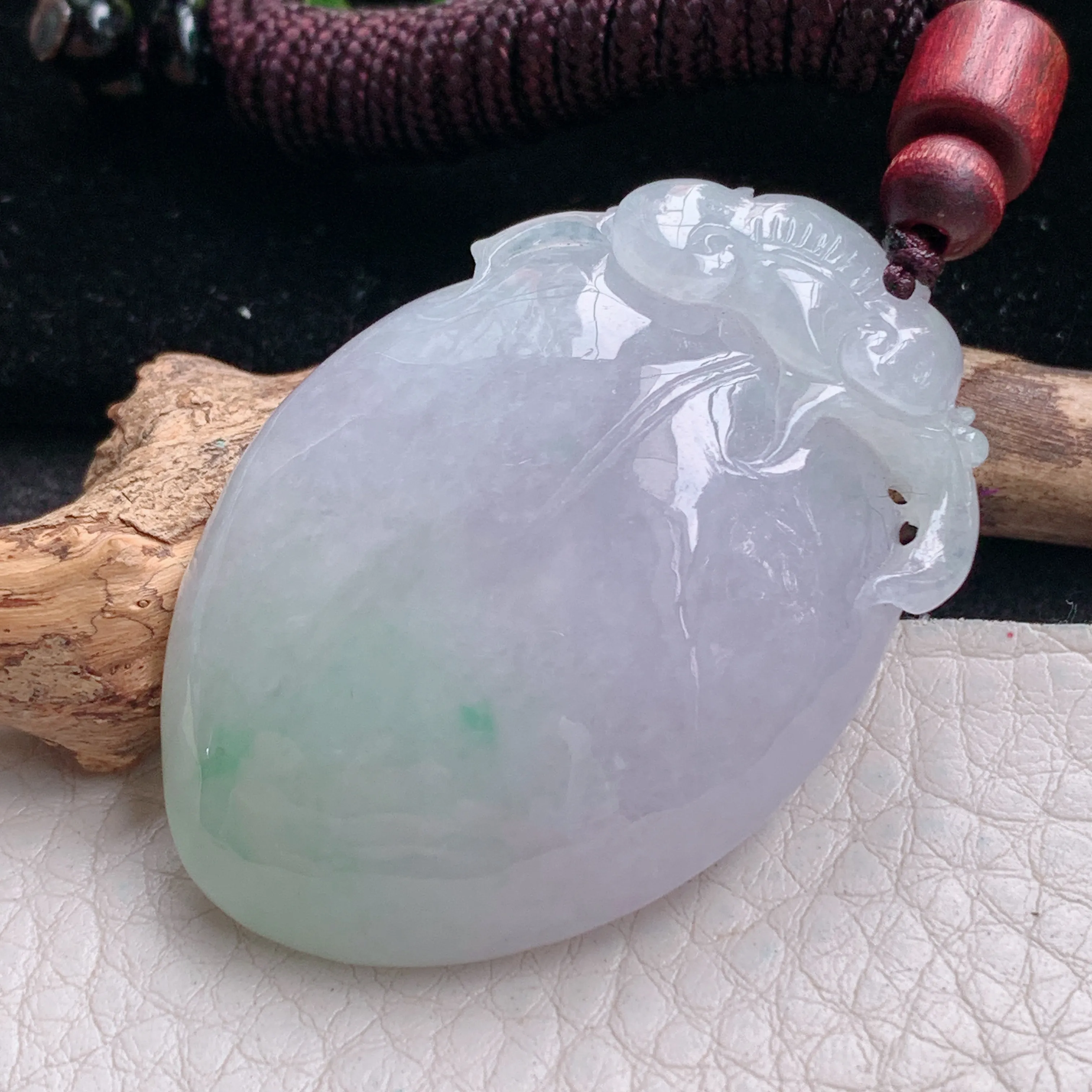 zen实拍46.5*31.5*13.2缅甸翡翠淡春彩大寿桃吊坠福寿送礼玉坠