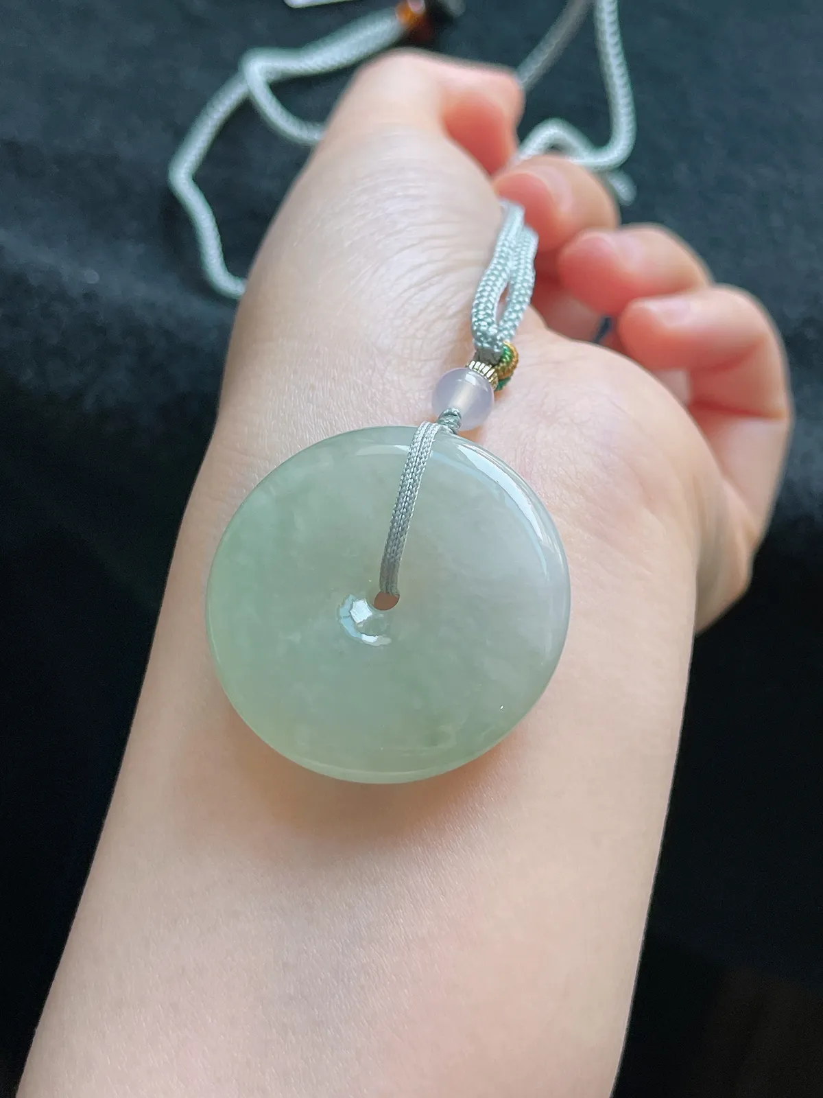 翡翠糯化种黄色平安扣