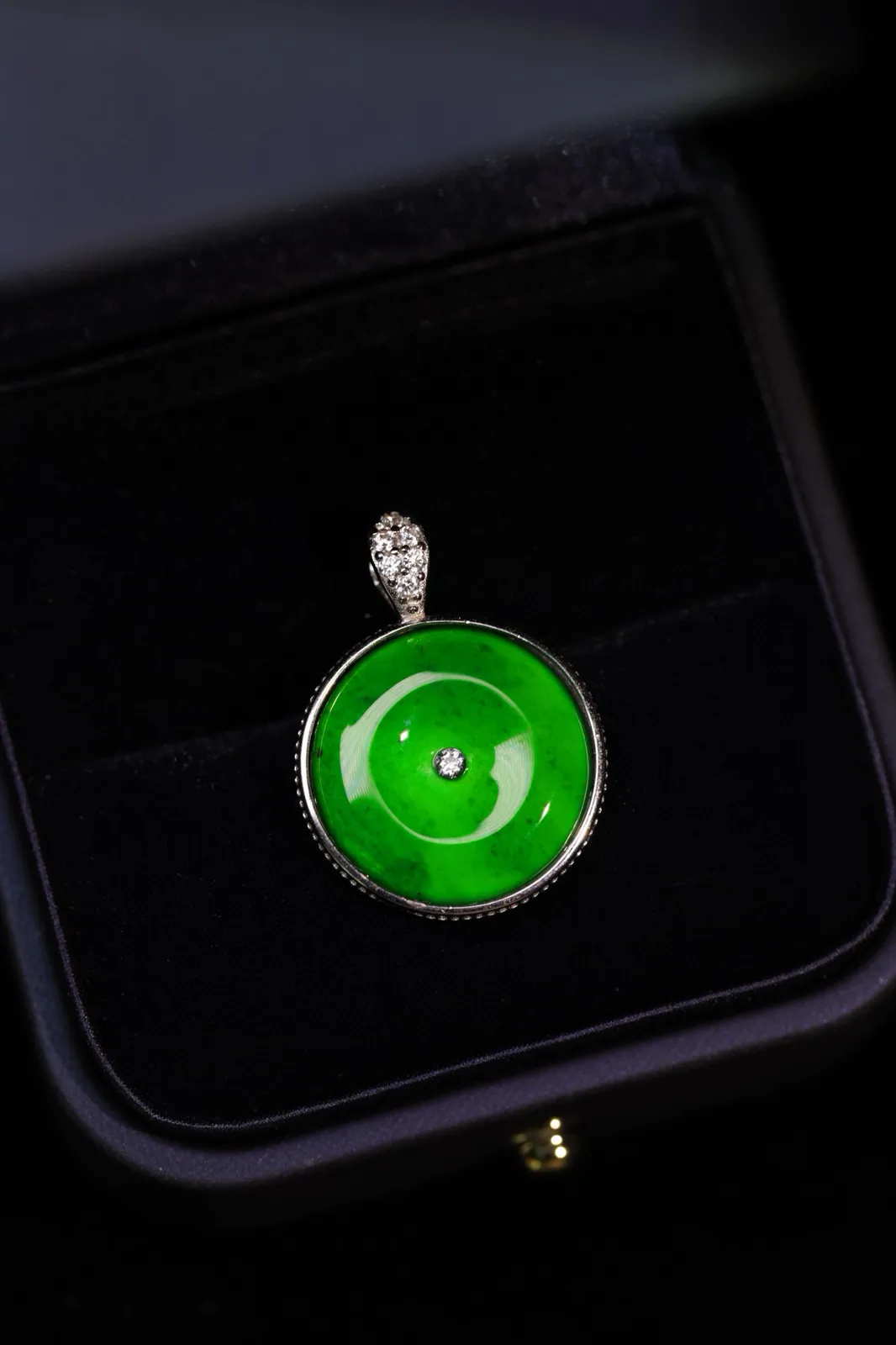 天然满绿翡翠平安扣吊坠 S925银