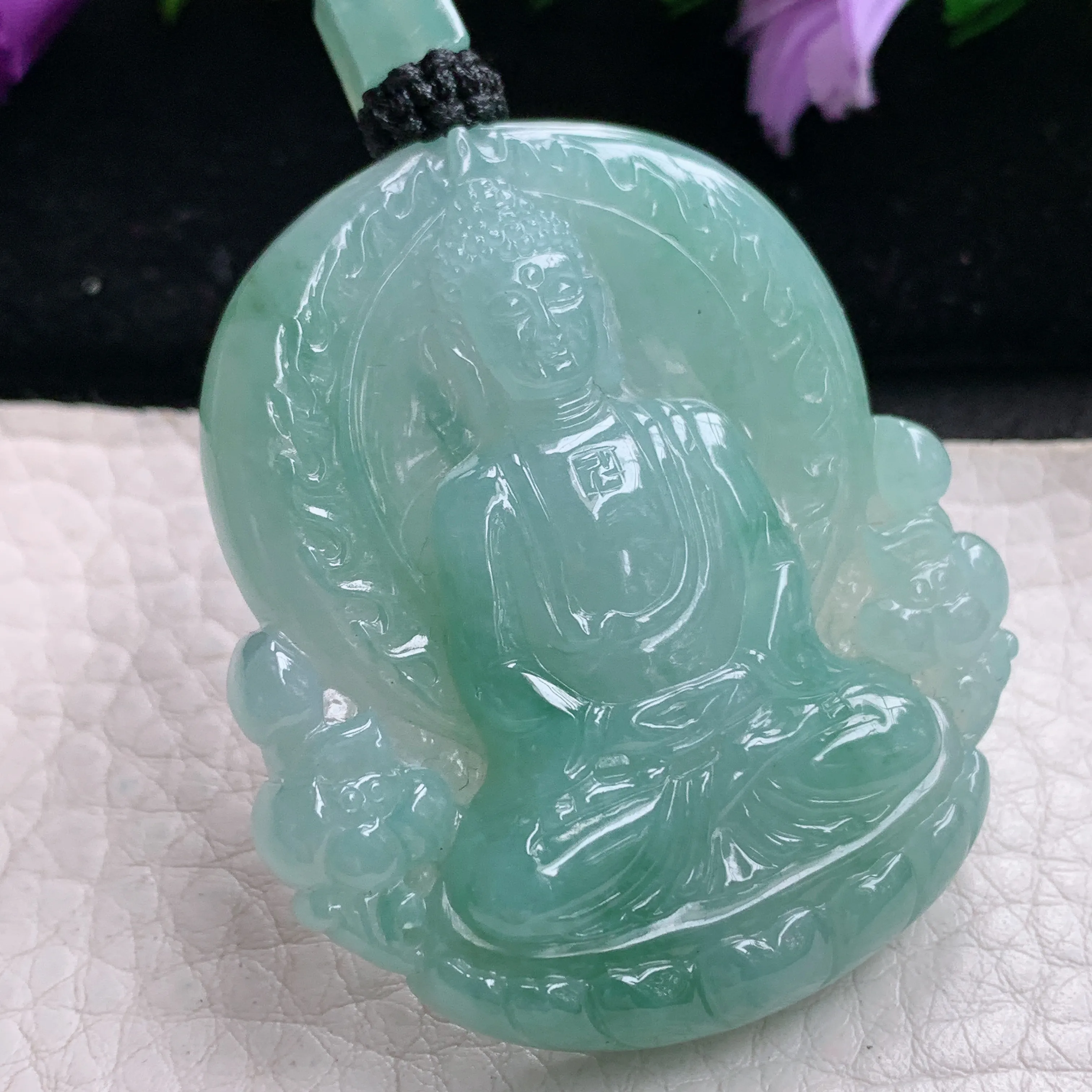 csy实拍48.3*42.6*8.2缅甸翡翠冰透大日如来吊坠 生肖守护神如来佛祖