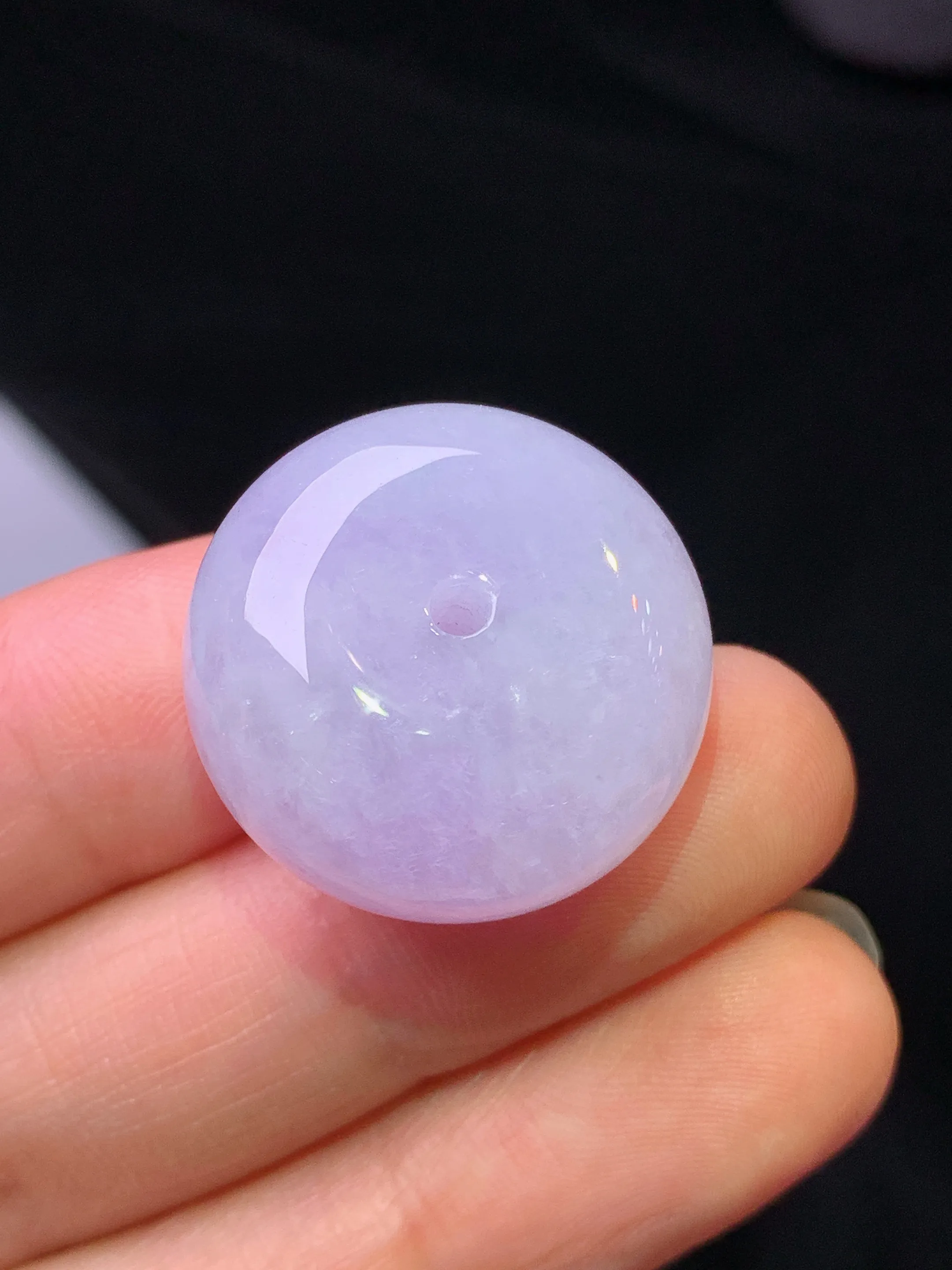 紫罗兰平安扣吊坠 玉质细腻 色泽艳丽清新 整体尺寸22.5*13