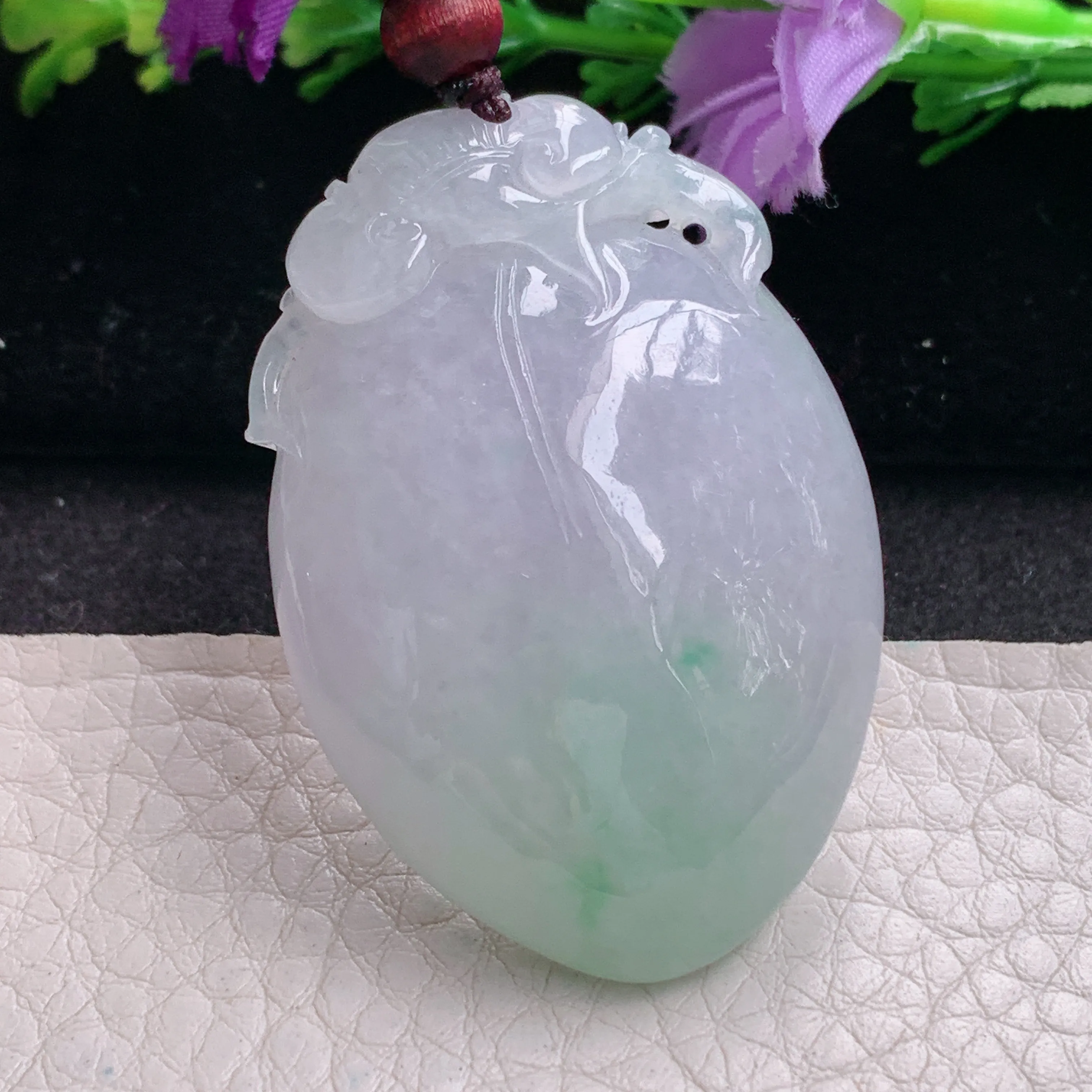 zen实拍46.5*31.5*13.2缅甸翡翠淡春彩大寿桃吊坠福寿送礼玉坠