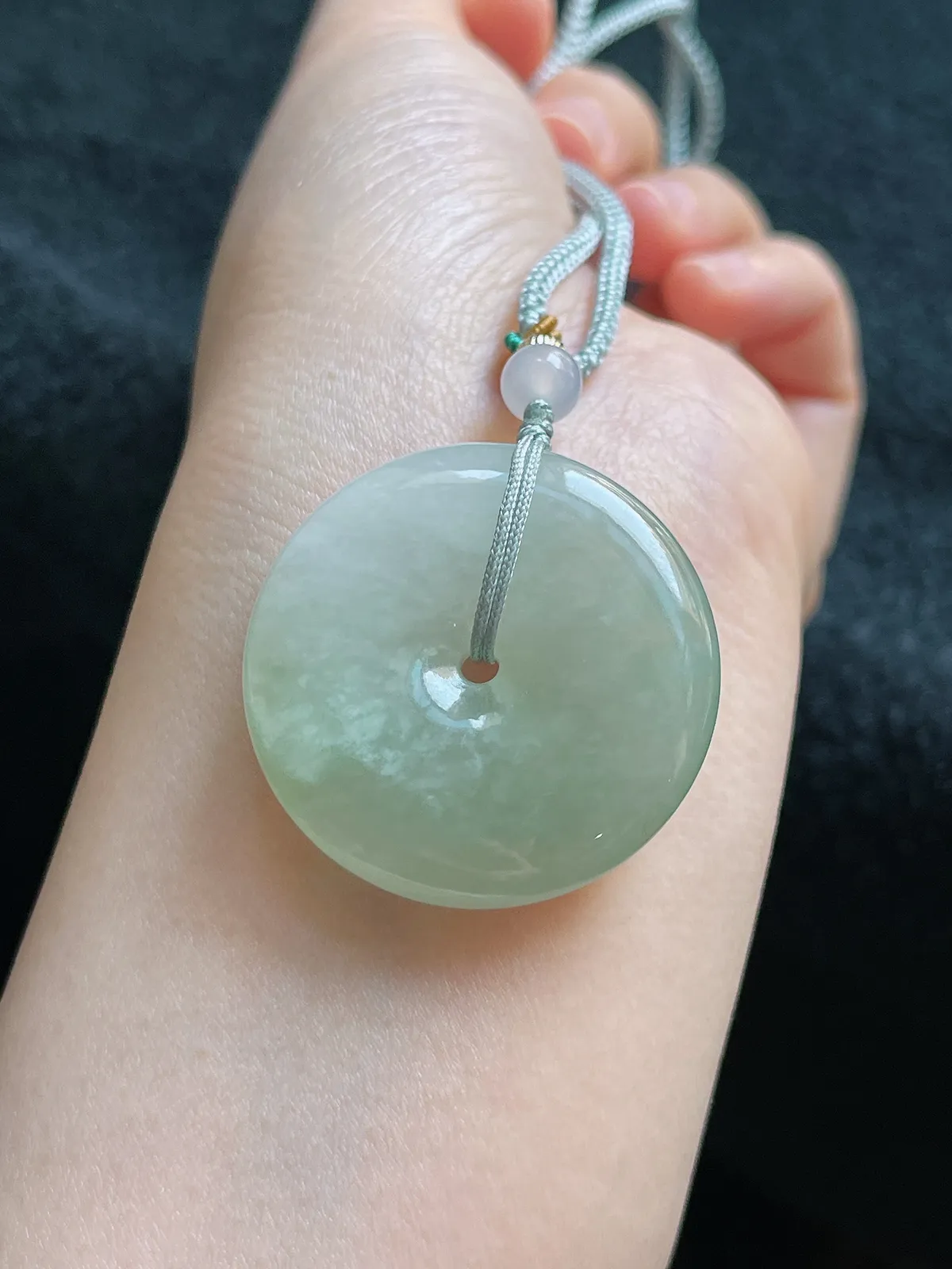 翡翠糯化种黄色平安扣