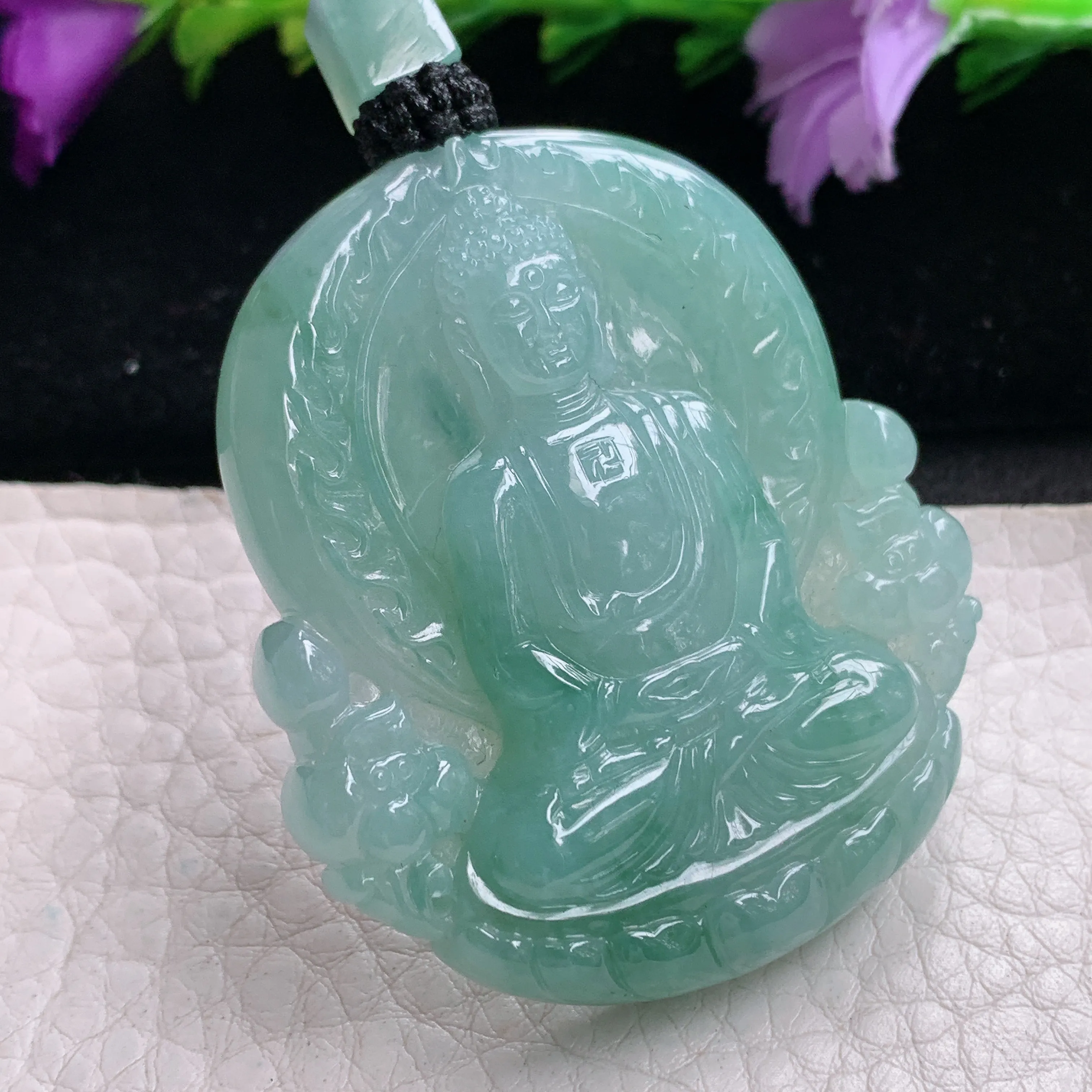 csy实拍48.3*42.6*8.2缅甸翡翠冰透大日如来吊坠 生肖守护神如来佛祖