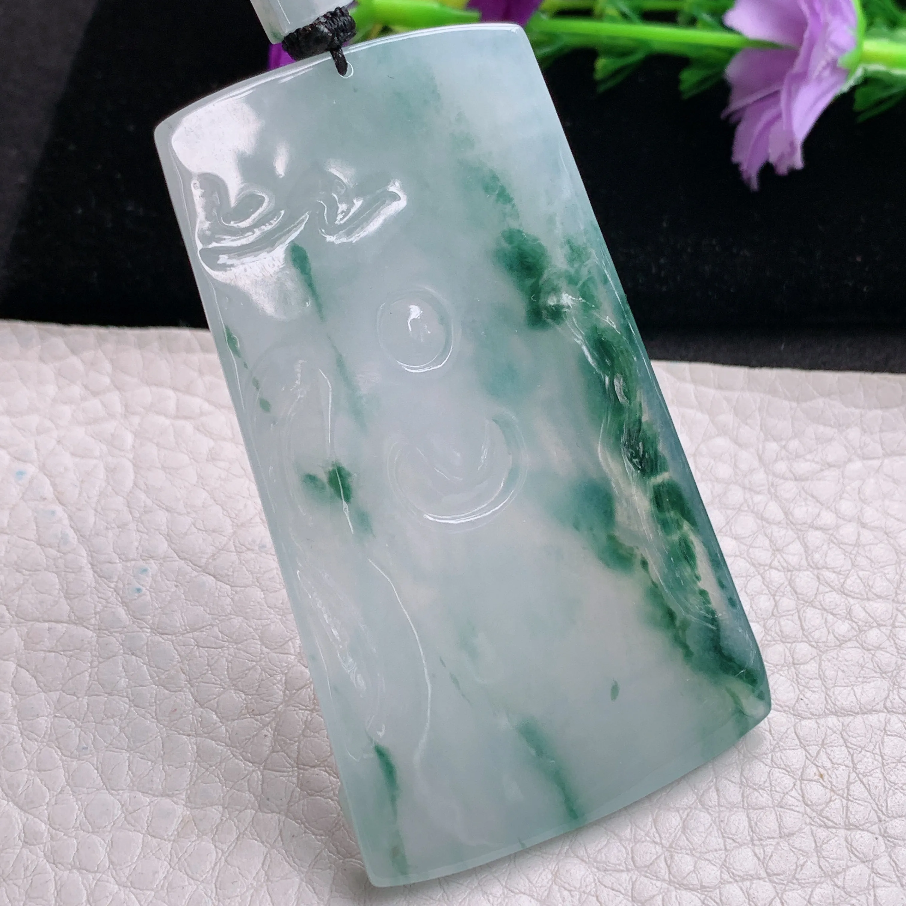 csy实拍71*40*6.6缅甸翡翠冰飘花素衣观音吊坠 坐莲观音菩萨