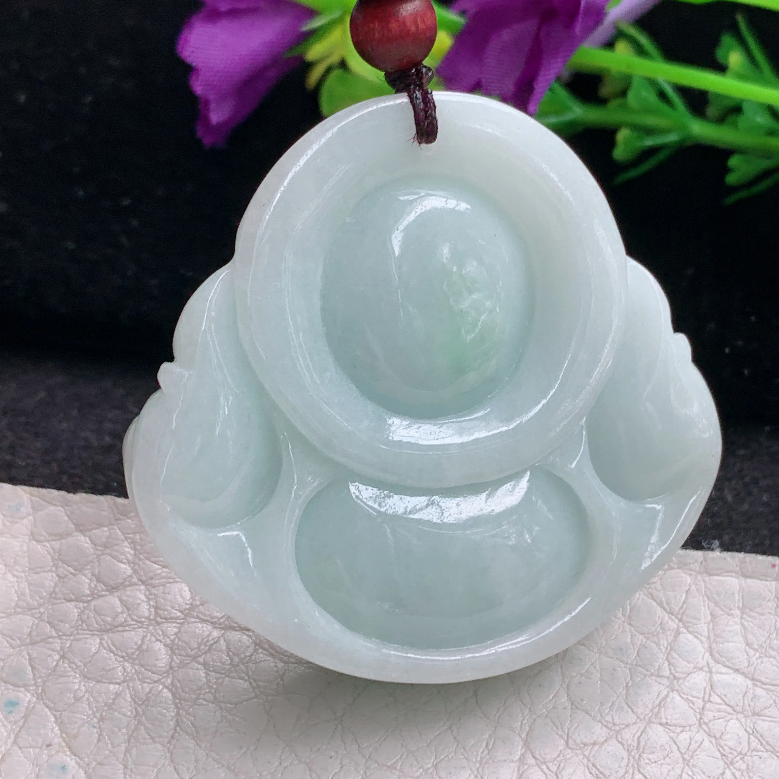 zen实拍43.3*46*12.5缅甸翡翠飘阳绿佛公吊坠