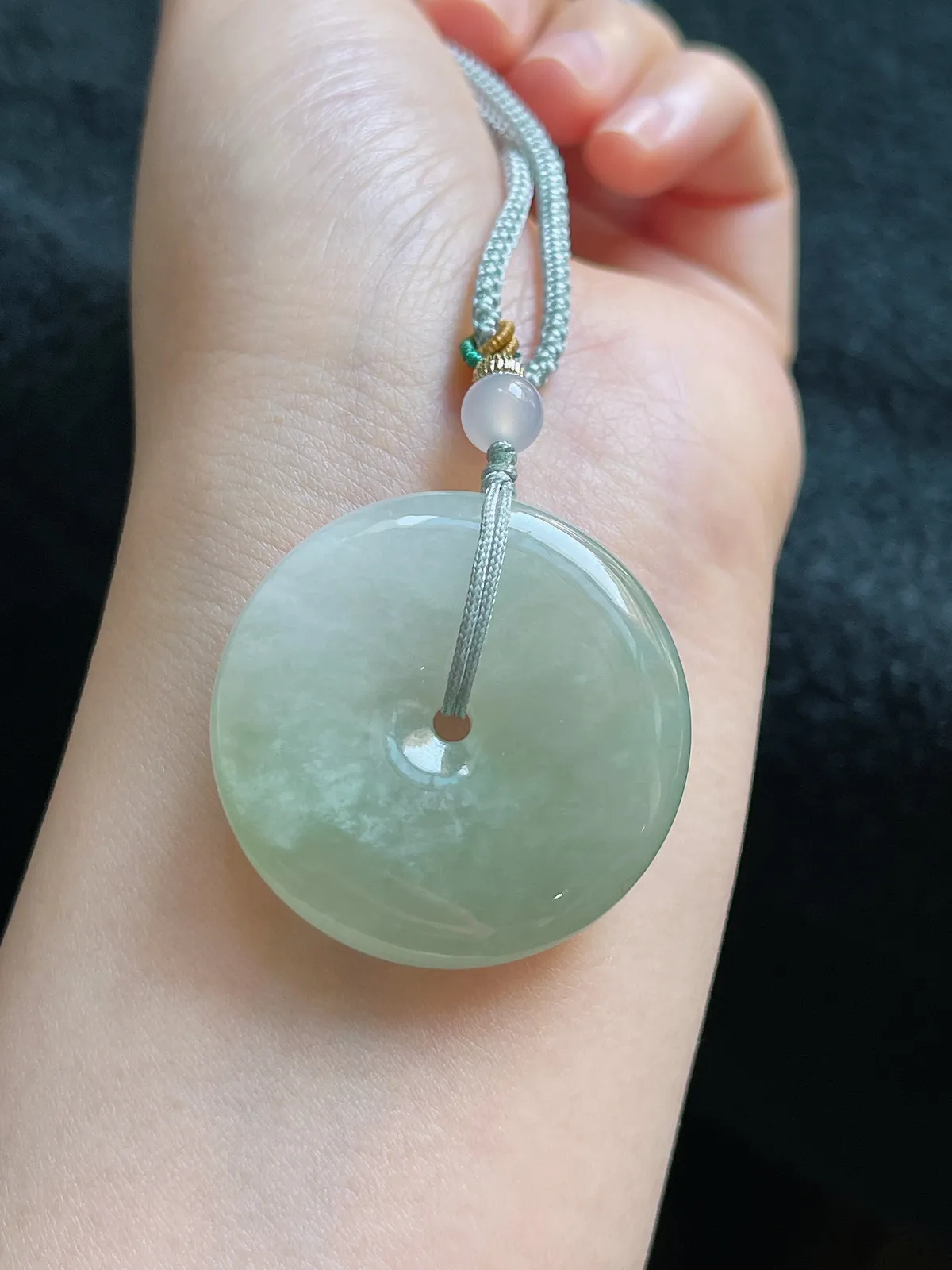 翡翠糯化种黄色平安扣