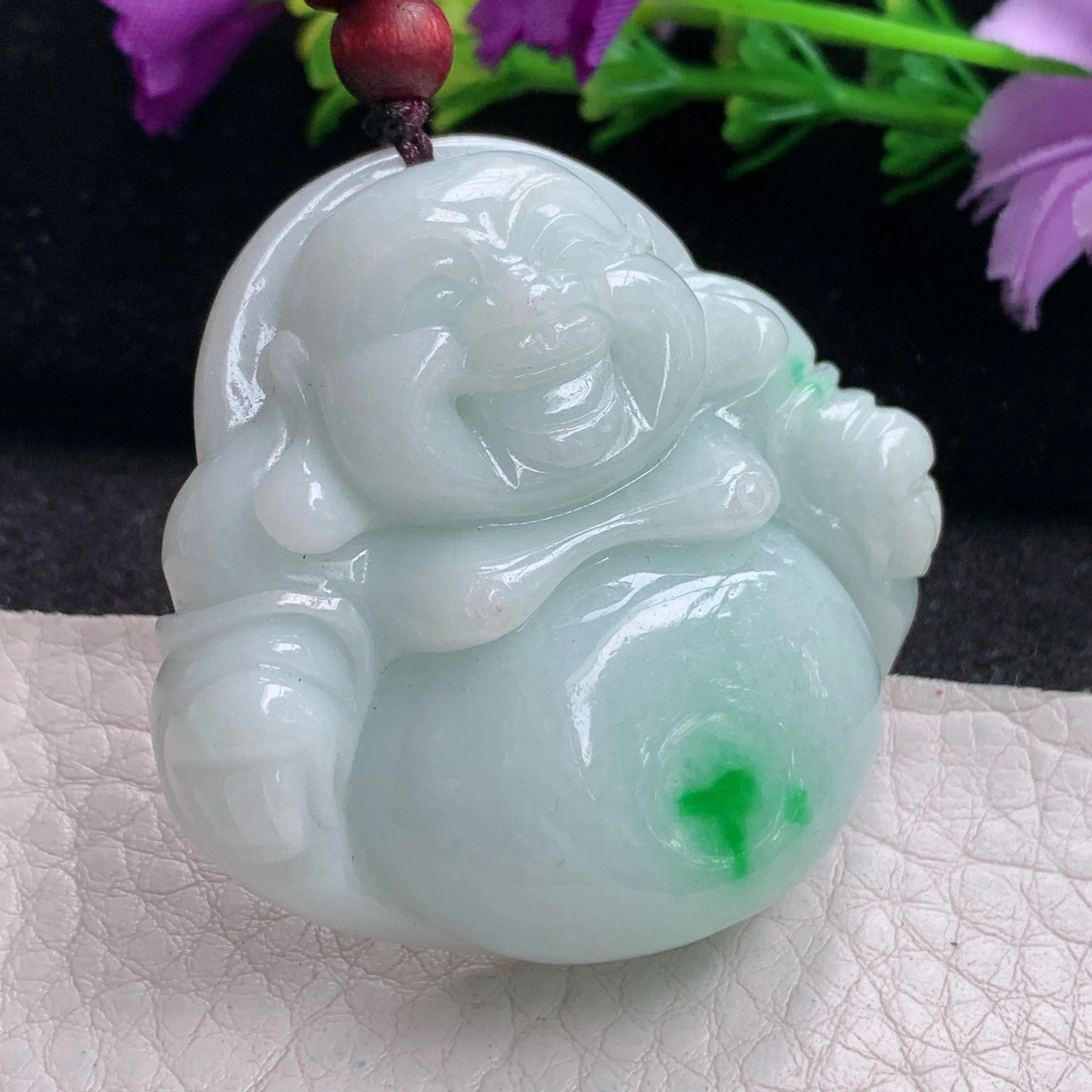 zen实拍43.3*46*12.5缅甸翡翠飘阳绿佛公吊坠