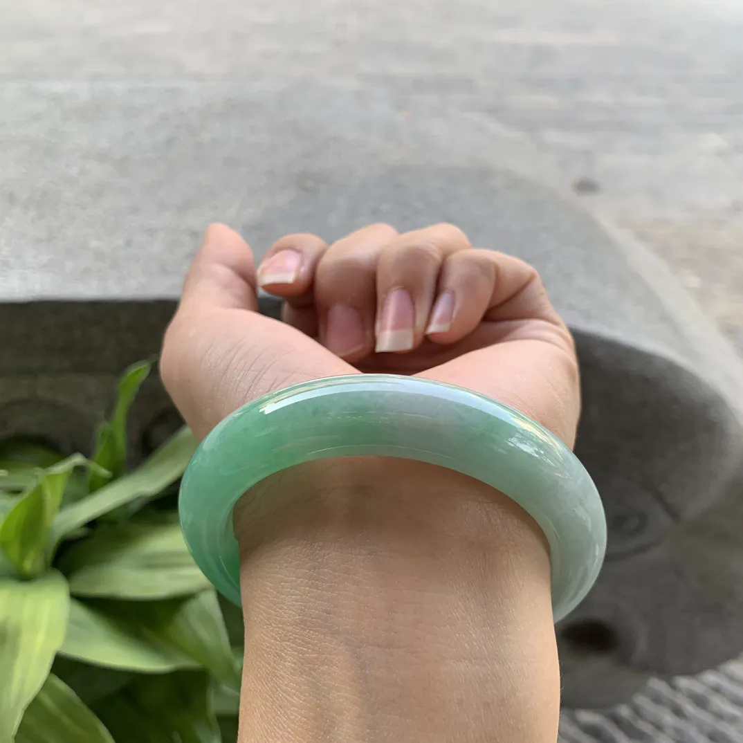圈口 56-12.5-9.6【果阳绿正圈手镯】正圈56 57可戴