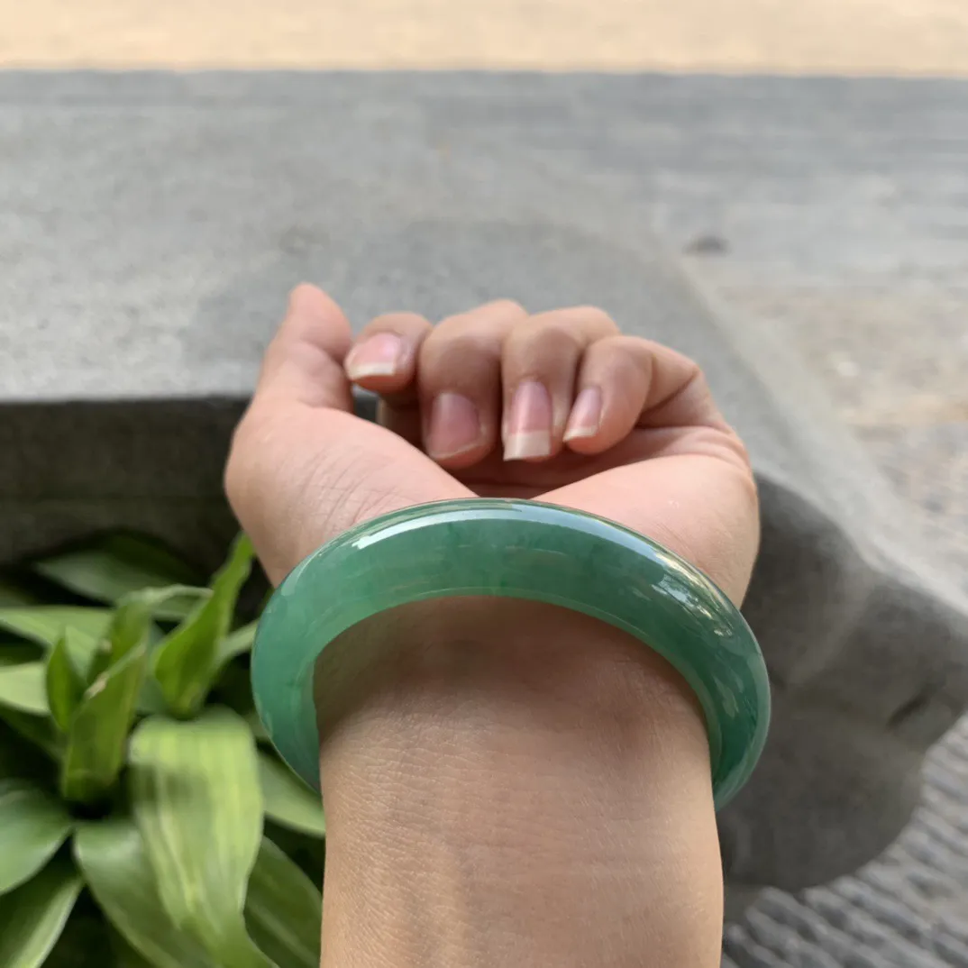 圈口 54.5-12.7-8.2【湖水绿正圈手镯】正圈54 55可戴