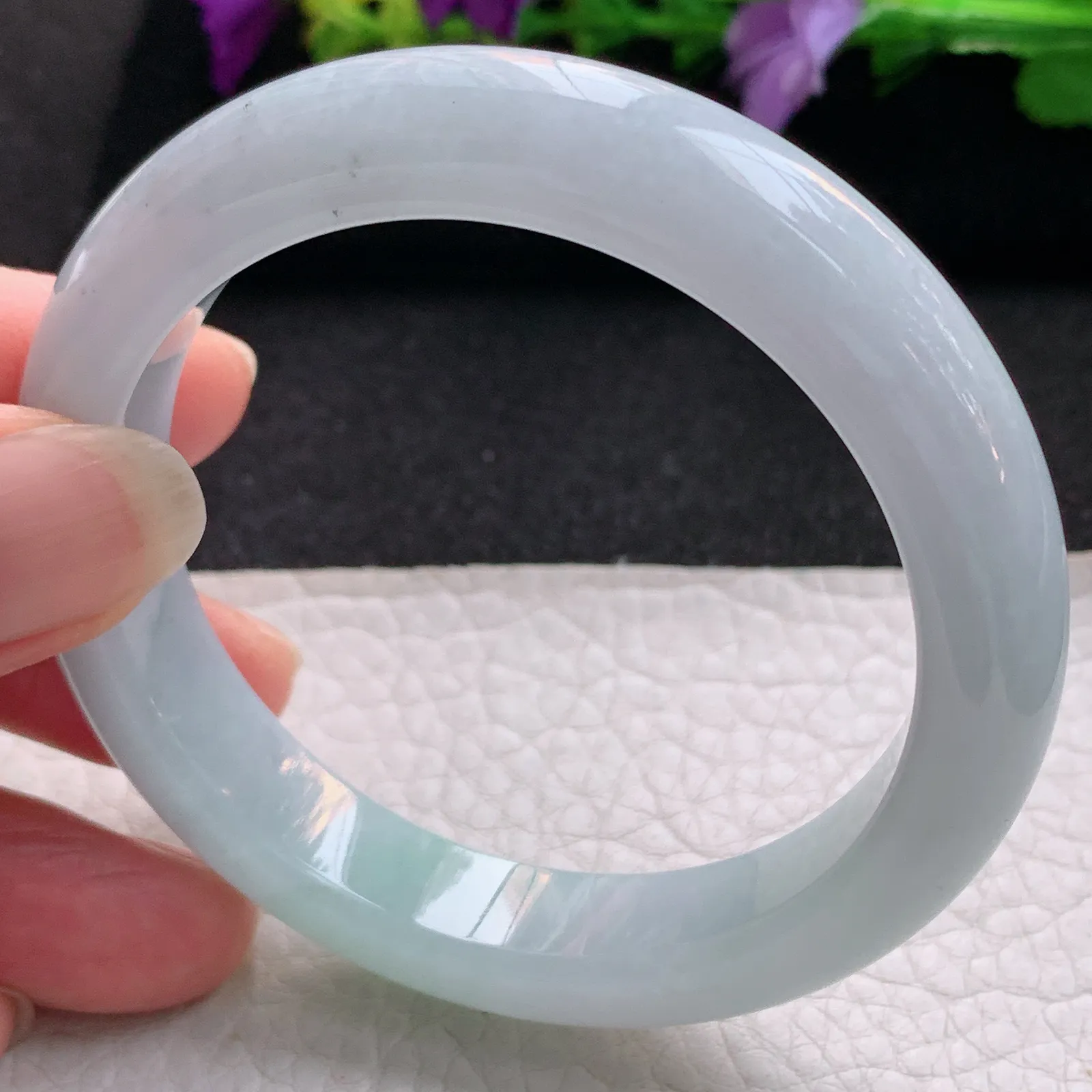 nr实拍53.5*12*8.3平安镯 天然缅甸翡翠清新宽边玉手镯 玉手环