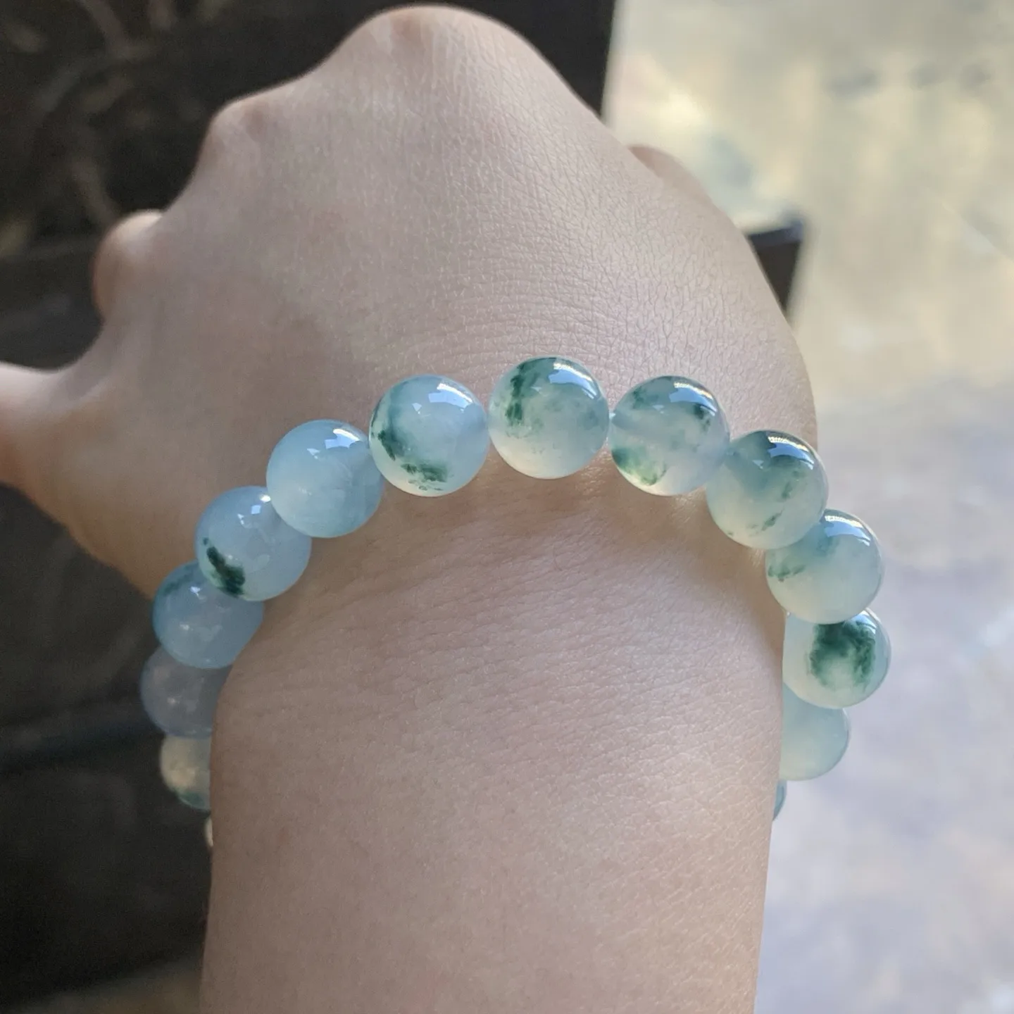 蓝花手串^_^飘花灵韵 水润冰透 清新