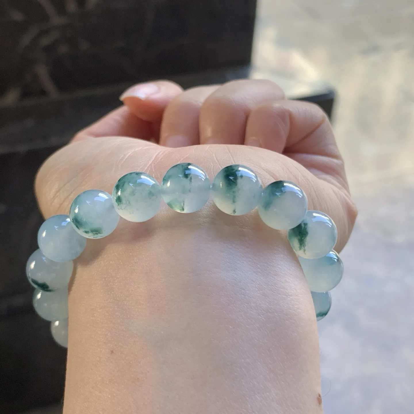 蓝花手串^_^飘花灵韵 水润冰透 清新