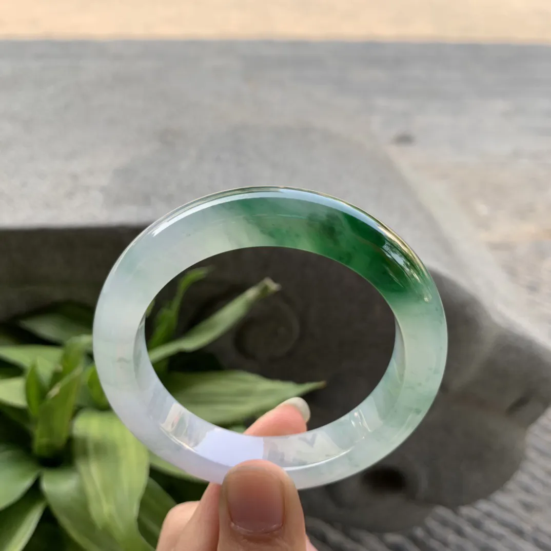 圈口55.3-12.9-9.4 【冰飘绿正圈手镯】正圈55 56可戴