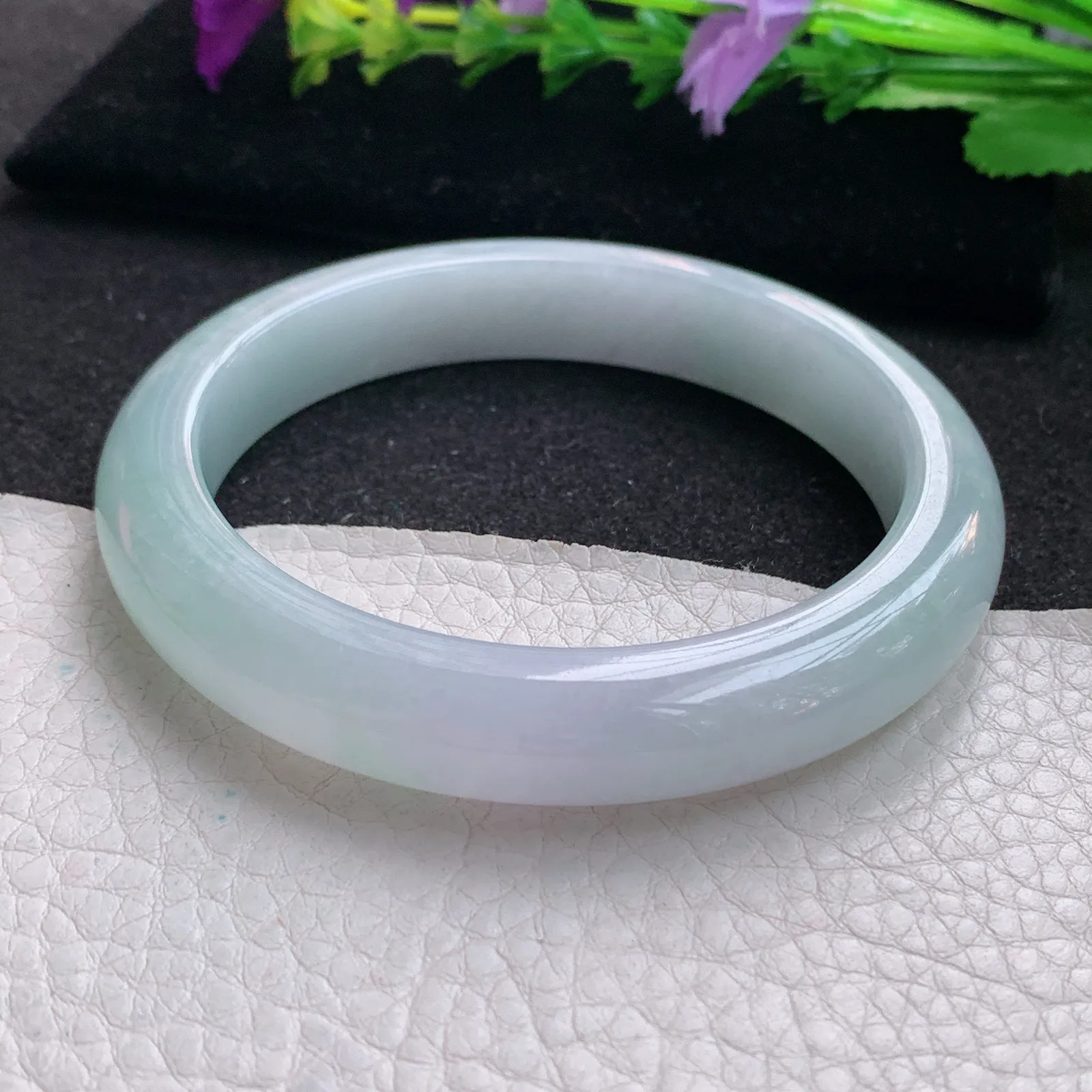 js大圈口60*11.6*8.8平安镯 天然缅甸翡翠淡雅宽边玉手镯 玉手环