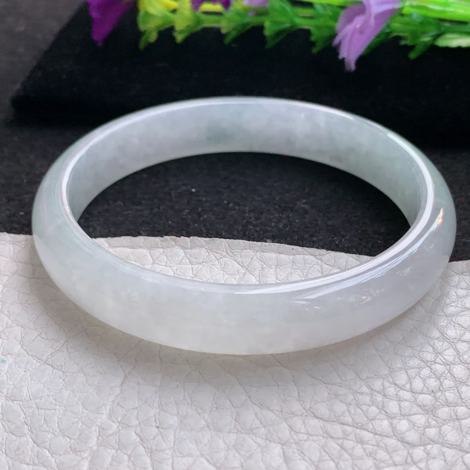 yh大圈口60*11.5*6.6平安镯 天然缅甸翡翠冰纯宽边玉手镯 玉手环