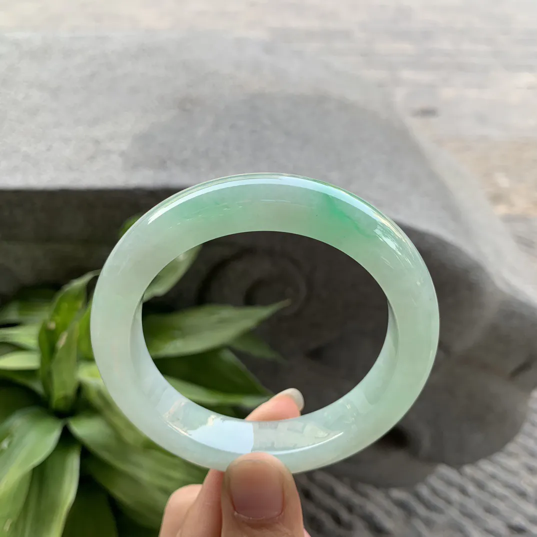 圈口 56.8-13-9.8【冰飘绿正圈手镯】正圈56 57可戴