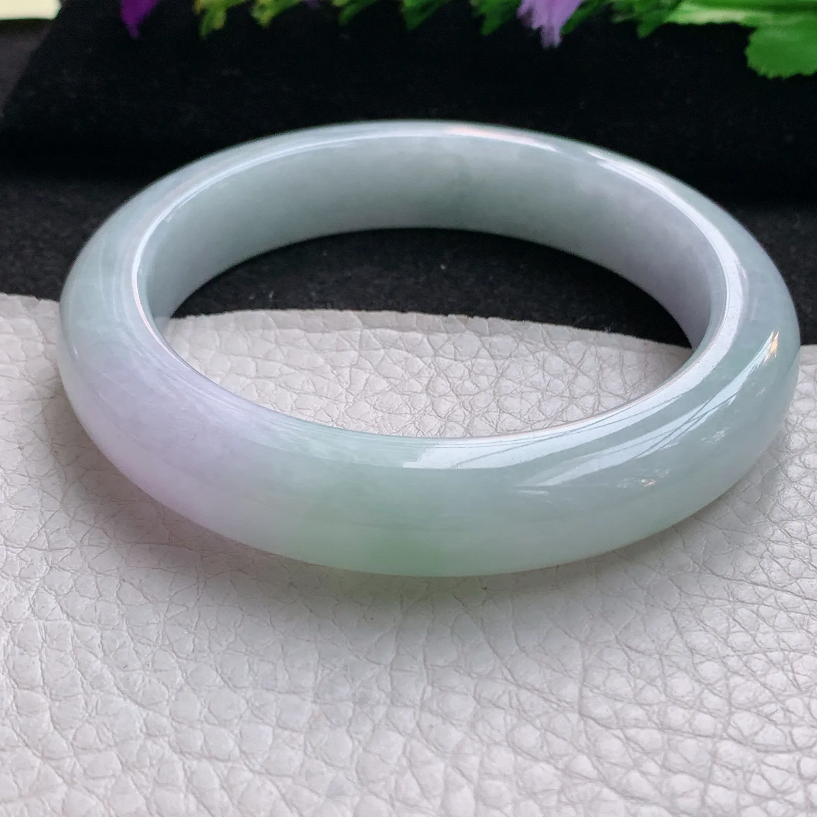 xx大圈口60*13*9.8平安镯 天然缅甸翡翠春带彩厚装大气宽边玉手镯 玉手环