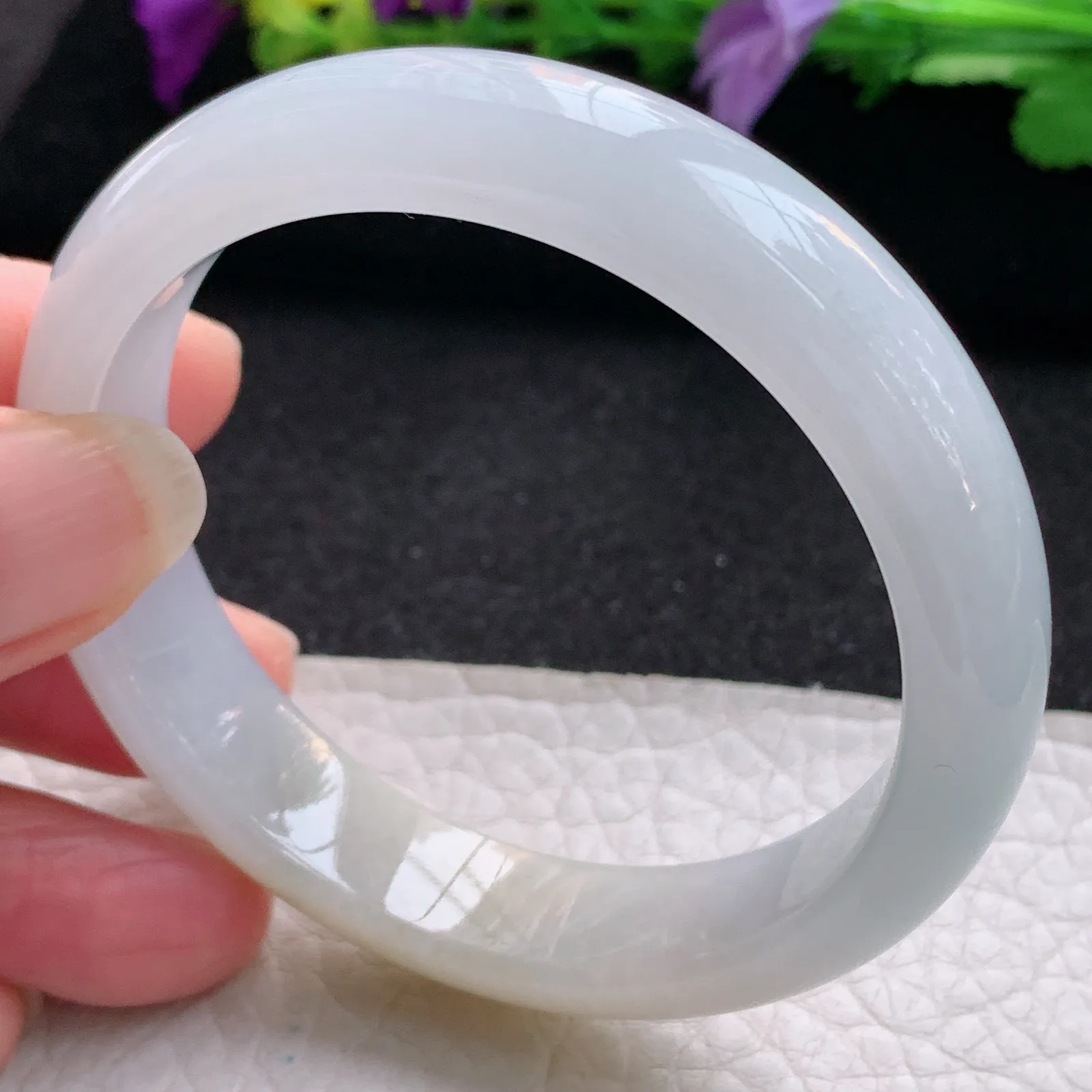 z实拍53*12.5*7平安镯 天然缅甸翡翠双彩宽边玉手镯 玉手环