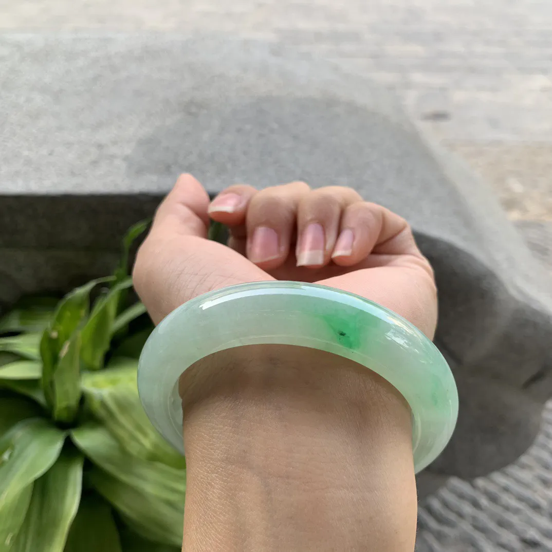 圈口 56.8-13-9.8【冰飘绿正圈手镯】正圈56 57可戴