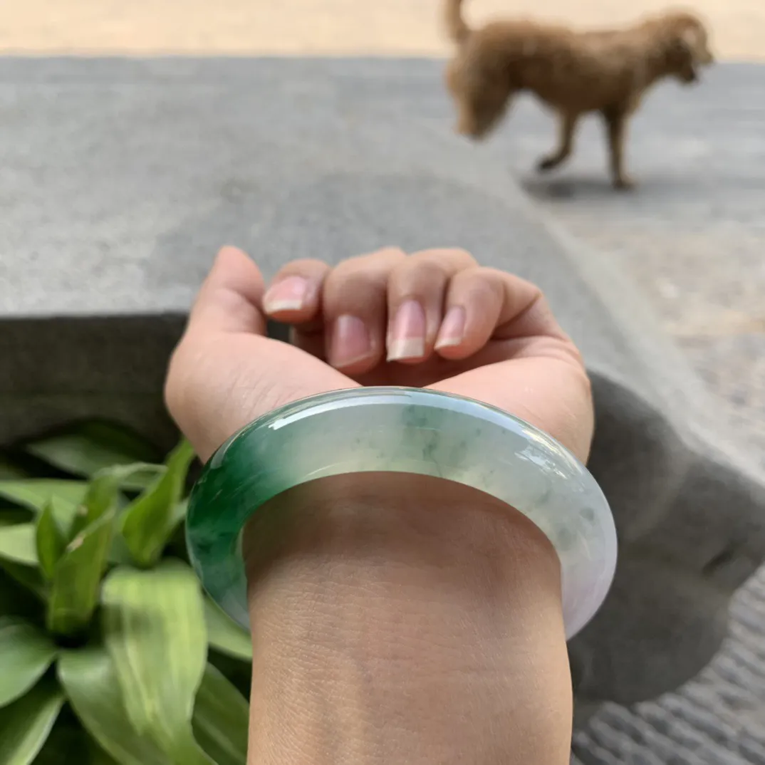 圈口55.3-12.9-9.4 【冰飘绿正圈手镯】正圈55 56可戴