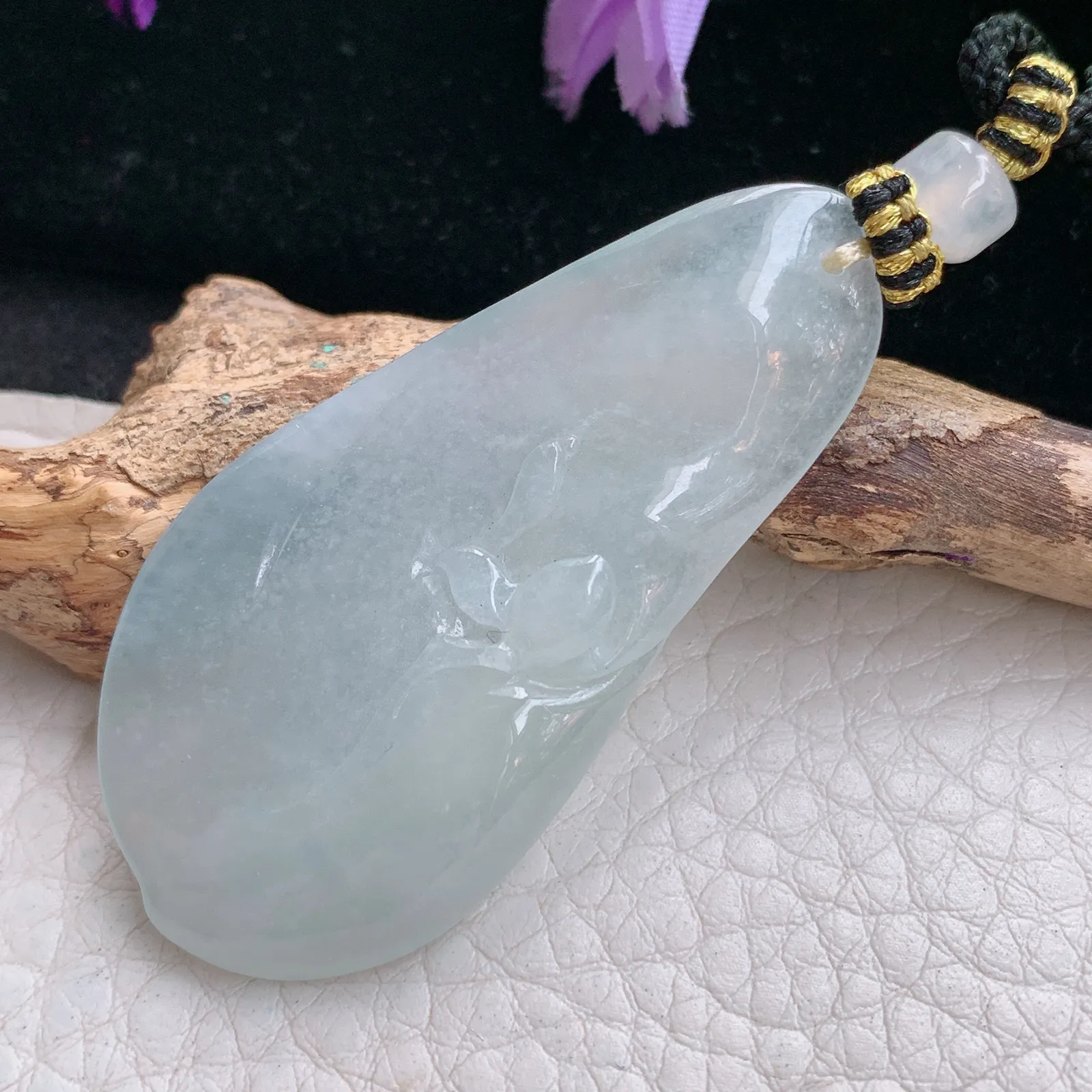 yl实拍50.6*25*6缅甸翡翠精雕冰润悟道 佛祖玉吊坠 玉挂坠