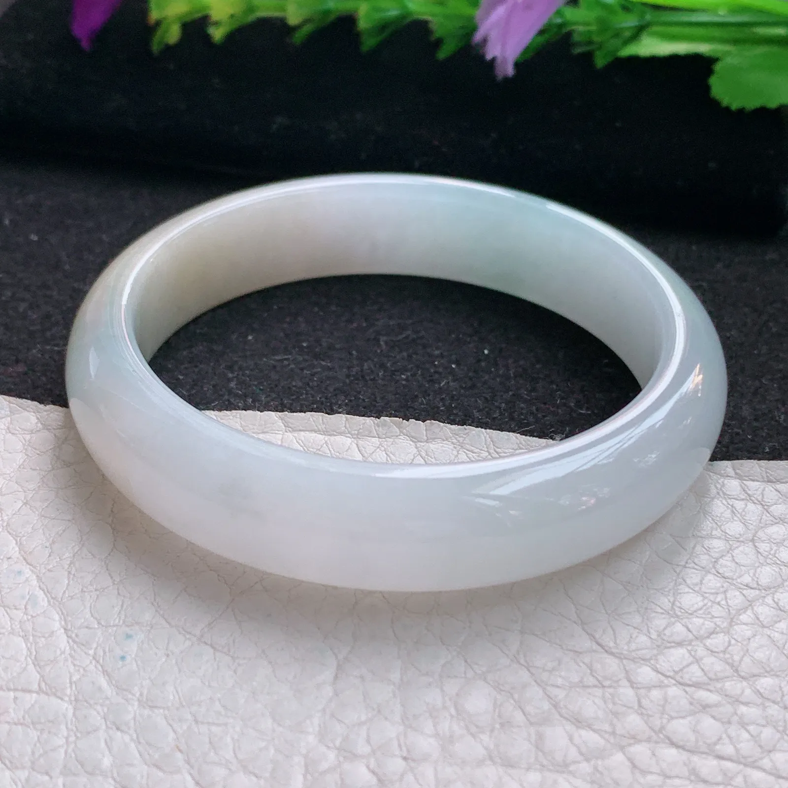 z实拍53*12.5*7平安镯 天然缅甸翡翠双彩宽边玉手镯 玉手环