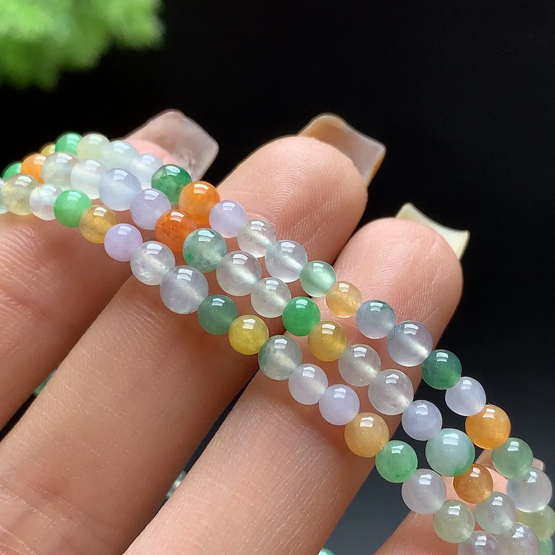 缅甸A货翡翠老坑冰润多宝项链   珠圆玉润，色泽靓丽，种好，玉质细腻  工艺精美  佩戴气质大方（请在自然光欣赏）S1419  尺寸约3.8mm