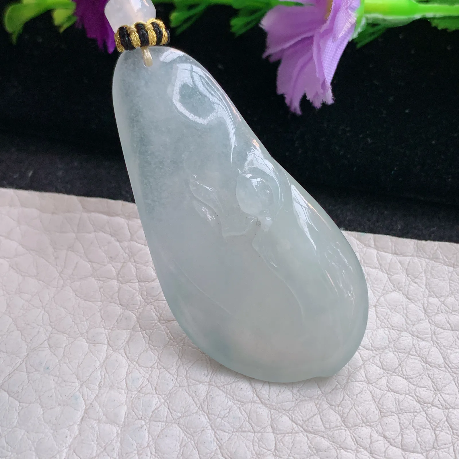 yl实拍50.6*25*6缅甸翡翠精雕冰润悟道 佛祖玉吊坠 玉挂坠