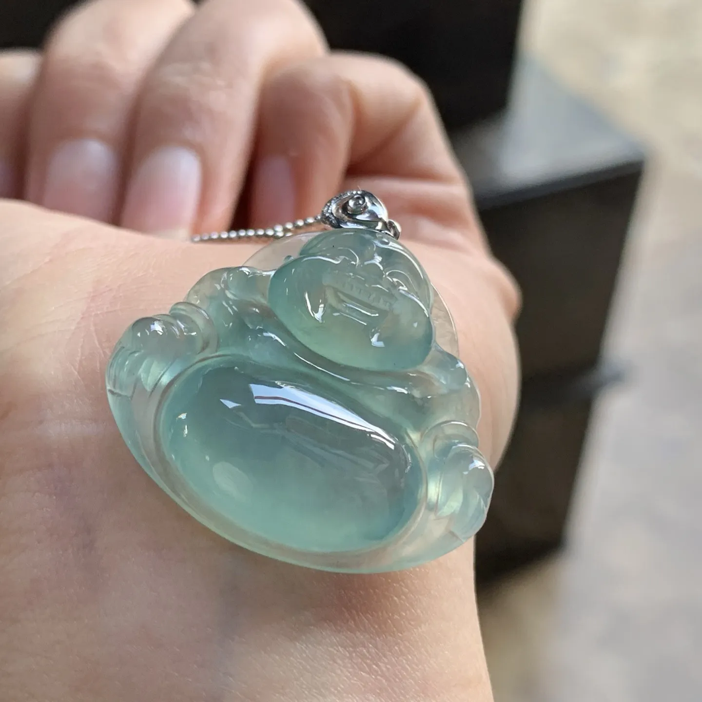 金扣冰种晴水佛公^_^鲜艳 料子油润