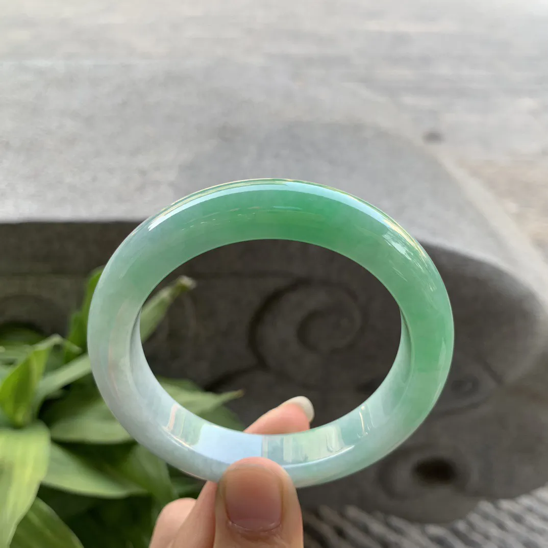 圈口 56-12.5-9.6【果阳绿正圈手镯】正圈56 57可戴